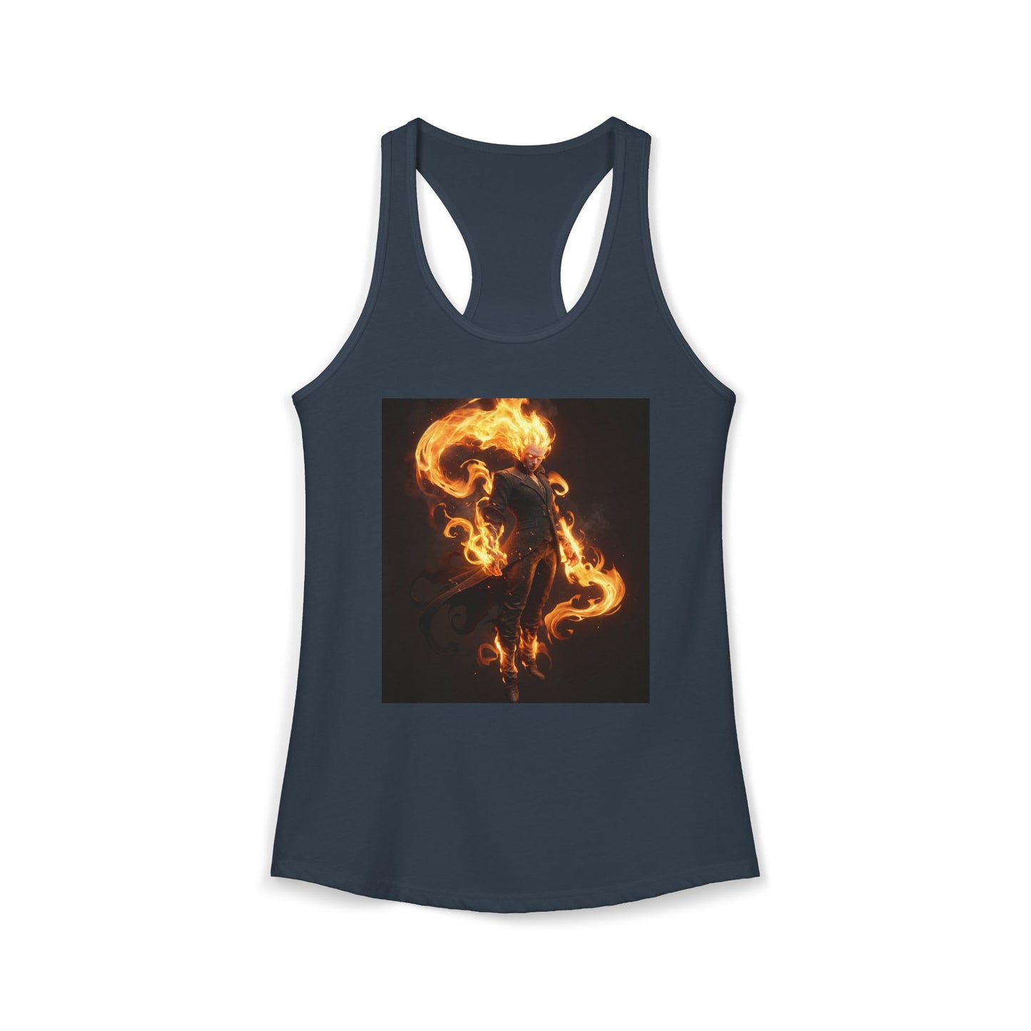 Inferno Walker Women's Ideal Racerback Tank – Fiery Guardian Silhouette