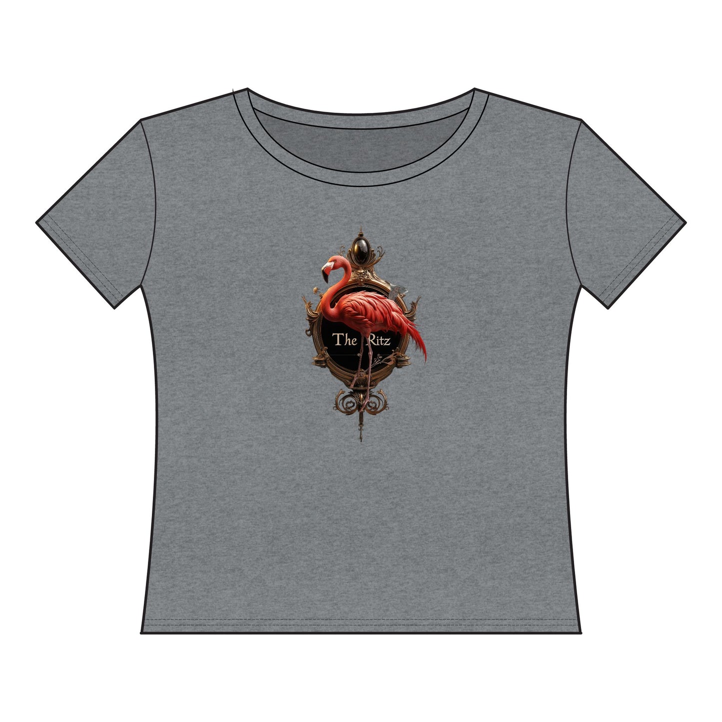 Royal Flamingo Sign Tee – Gilded Ritz Coat of Arms Art Top