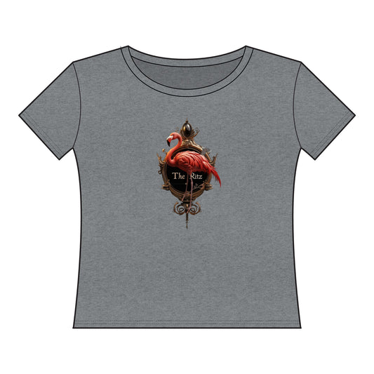 Royal Flamingo Sign Tee – Gilded Ritz Coat of Arms Art Top
