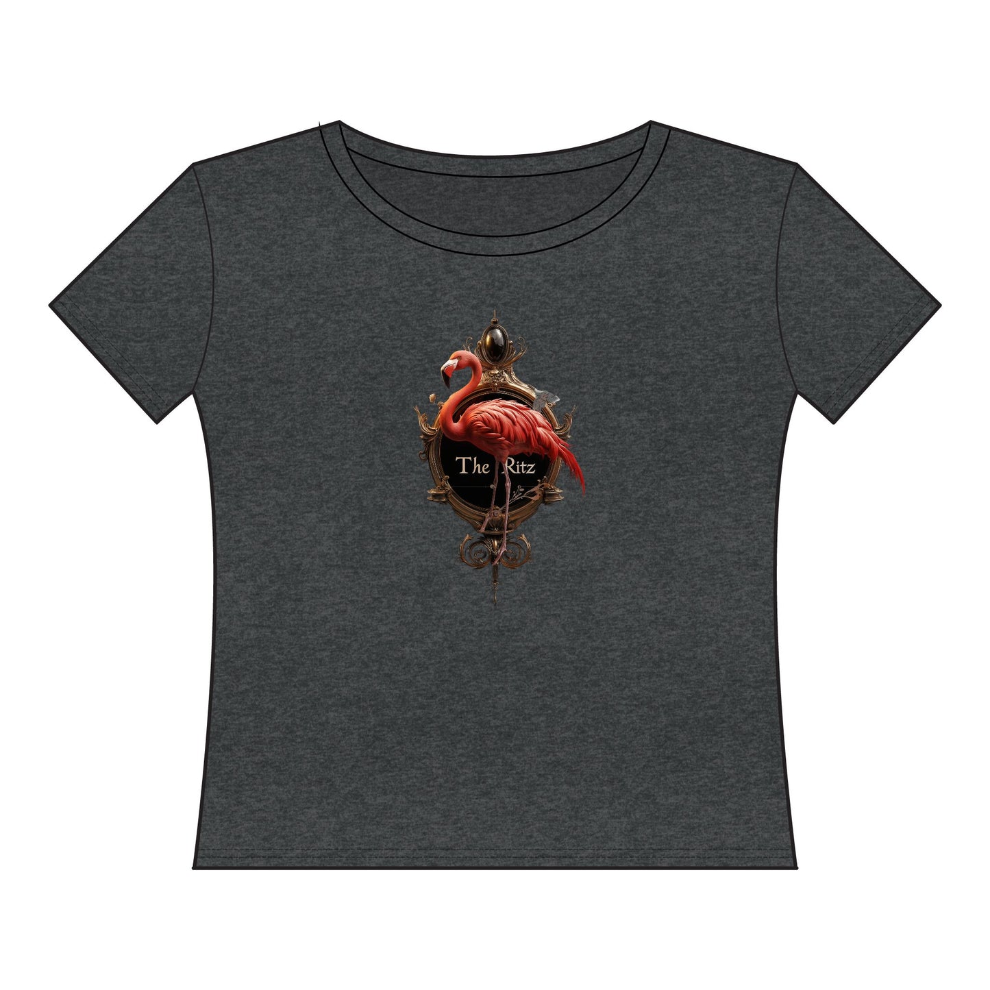 Royal Flamingo Sign Tee – Gilded Ritz Coat of Arms Art Top