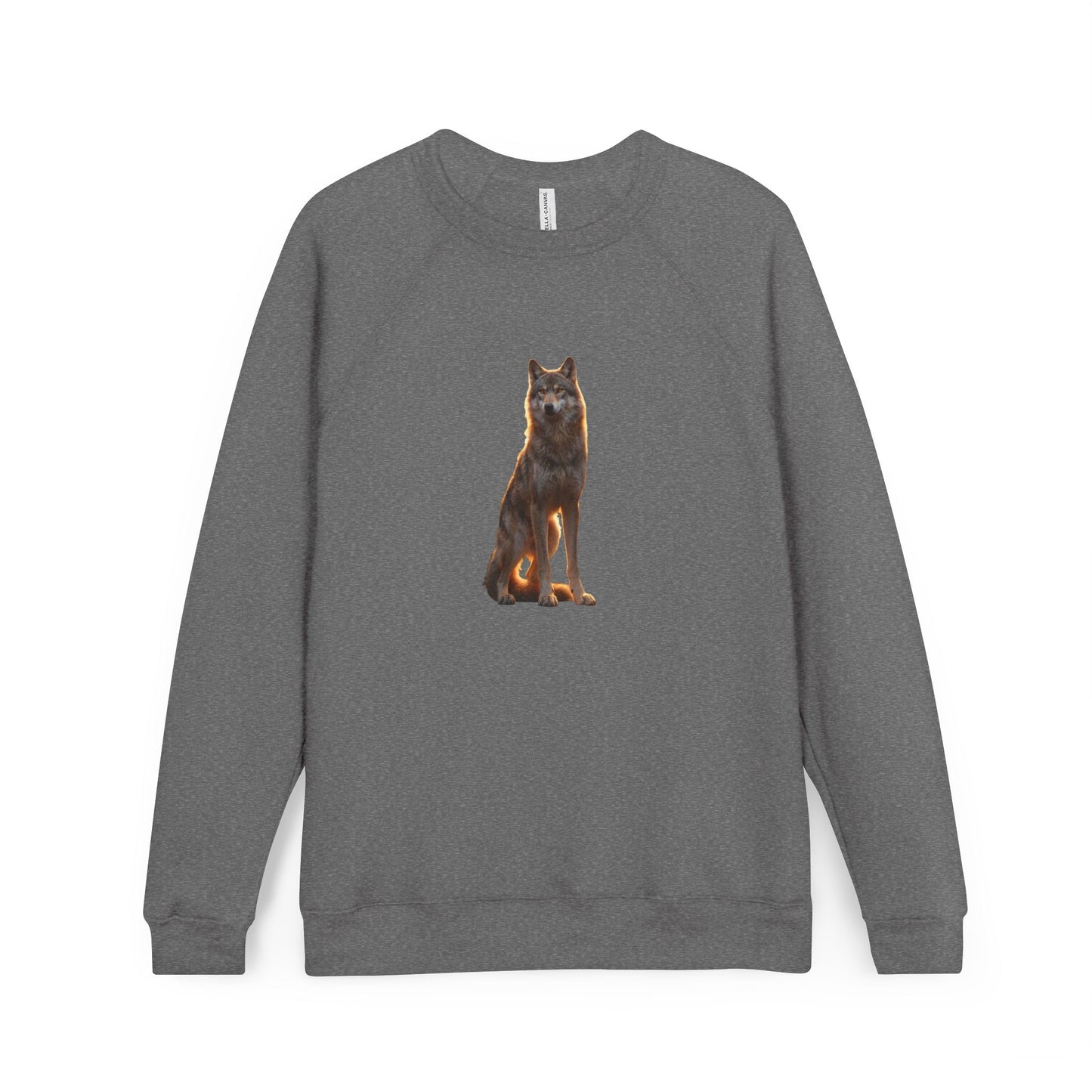 Golden Hour Wolf Sentinel Raglan Sweatshirt – Twilight Pack Leader Portrait