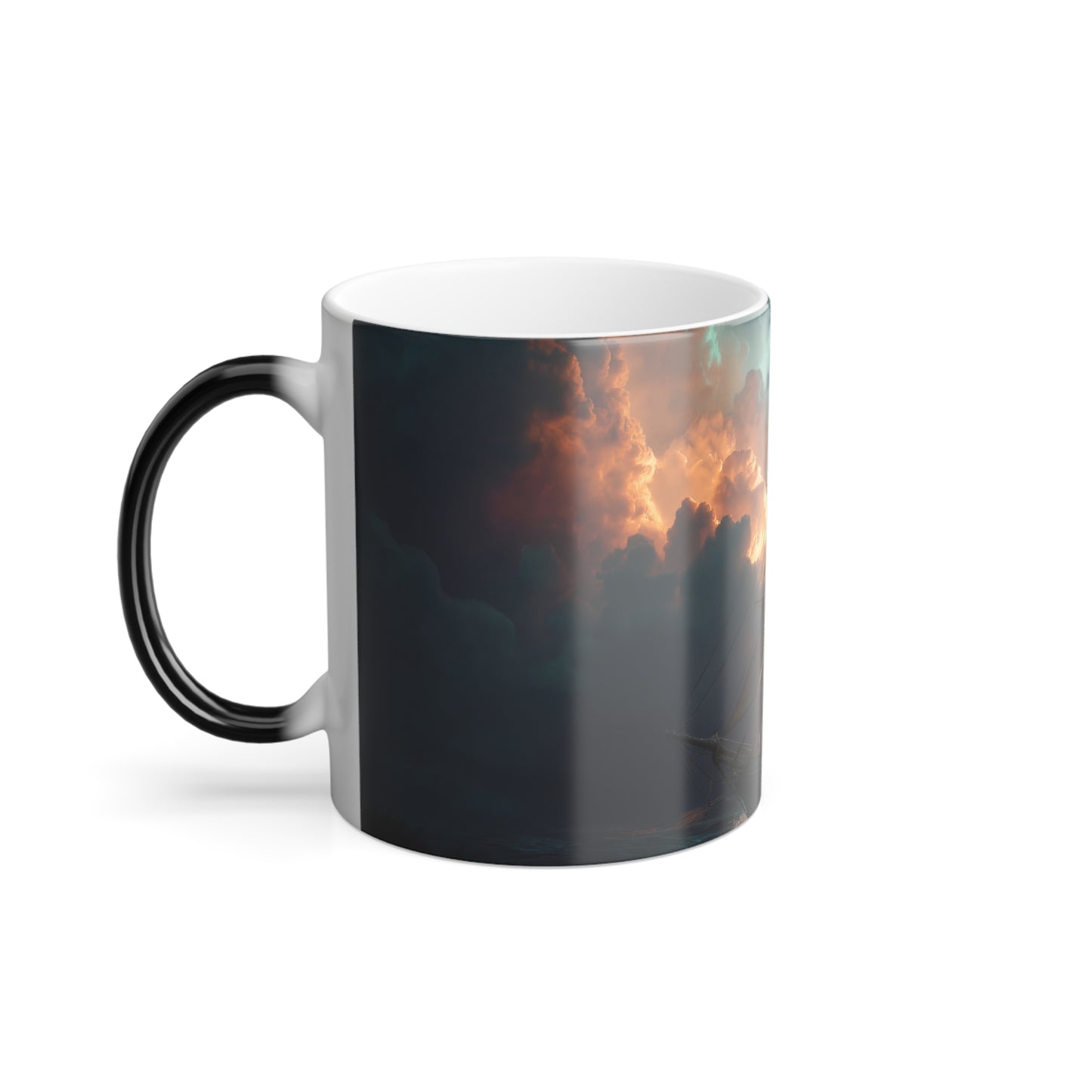 Stormy Sea Tall Ship Mug, 11oz – Gilded Sails Against Amber Clouds