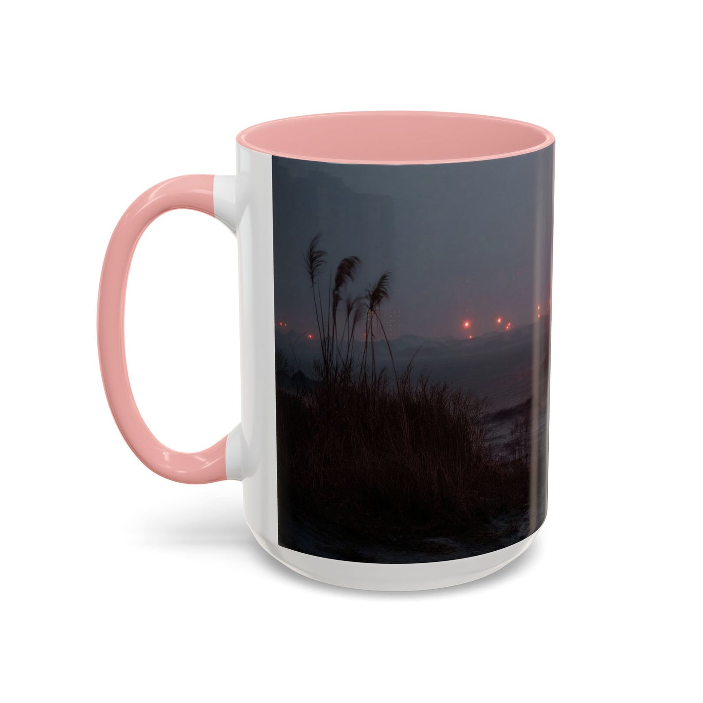 Crimson Circus Tent Accent Coffee Mug (11, 15oz) – Fog-Drenched Midnight Wonder