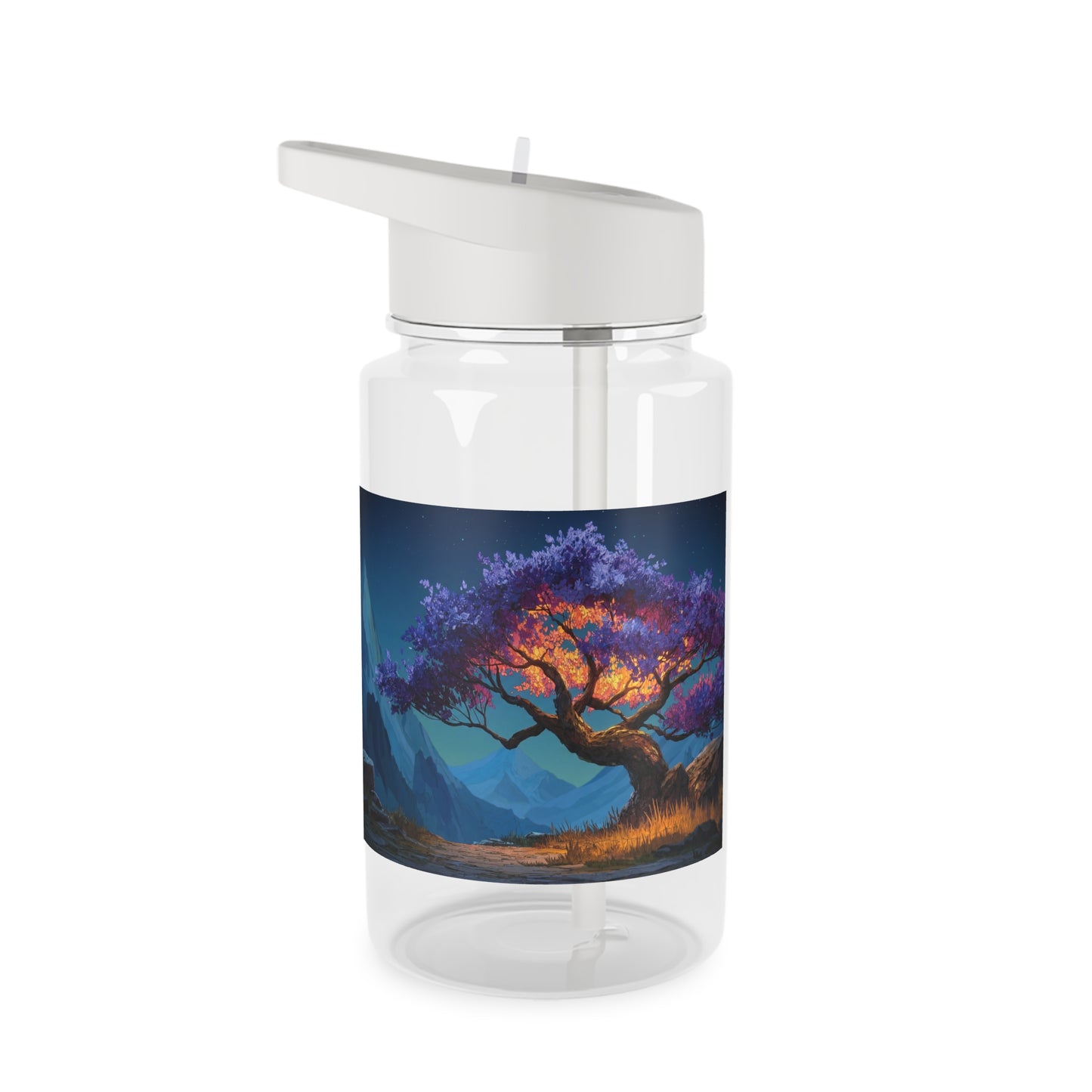 Twilight Bloom Tritan Water Bottle – Violet Canopy & Mountain Vista