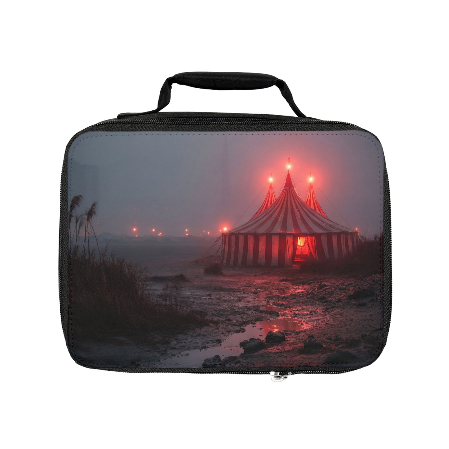 Fogbound Circus Tent Lunch Bag – Crimson Light on the Marsh