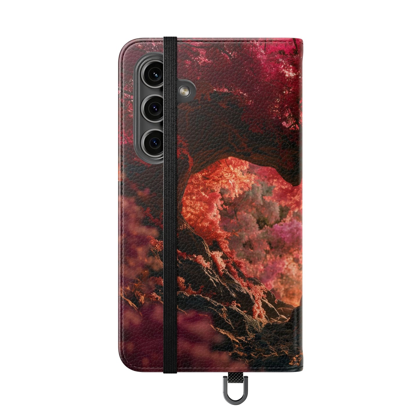 Crimson Arch Flip Cases – Heart-Shaped Canopy Romance
