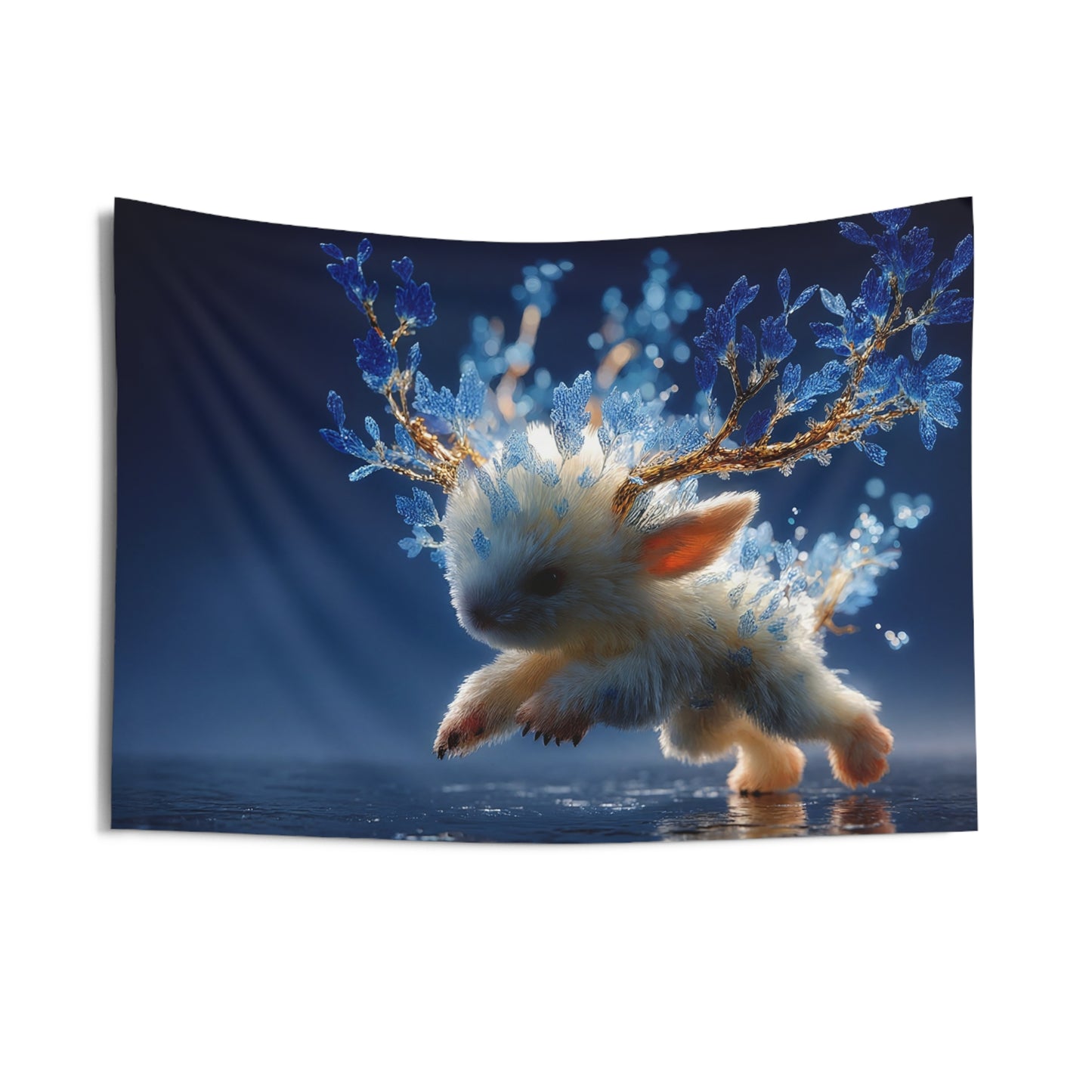 Frostbloom Bunny Indoor Wall Tapestries – Dancing with Ice-Glitter Branches