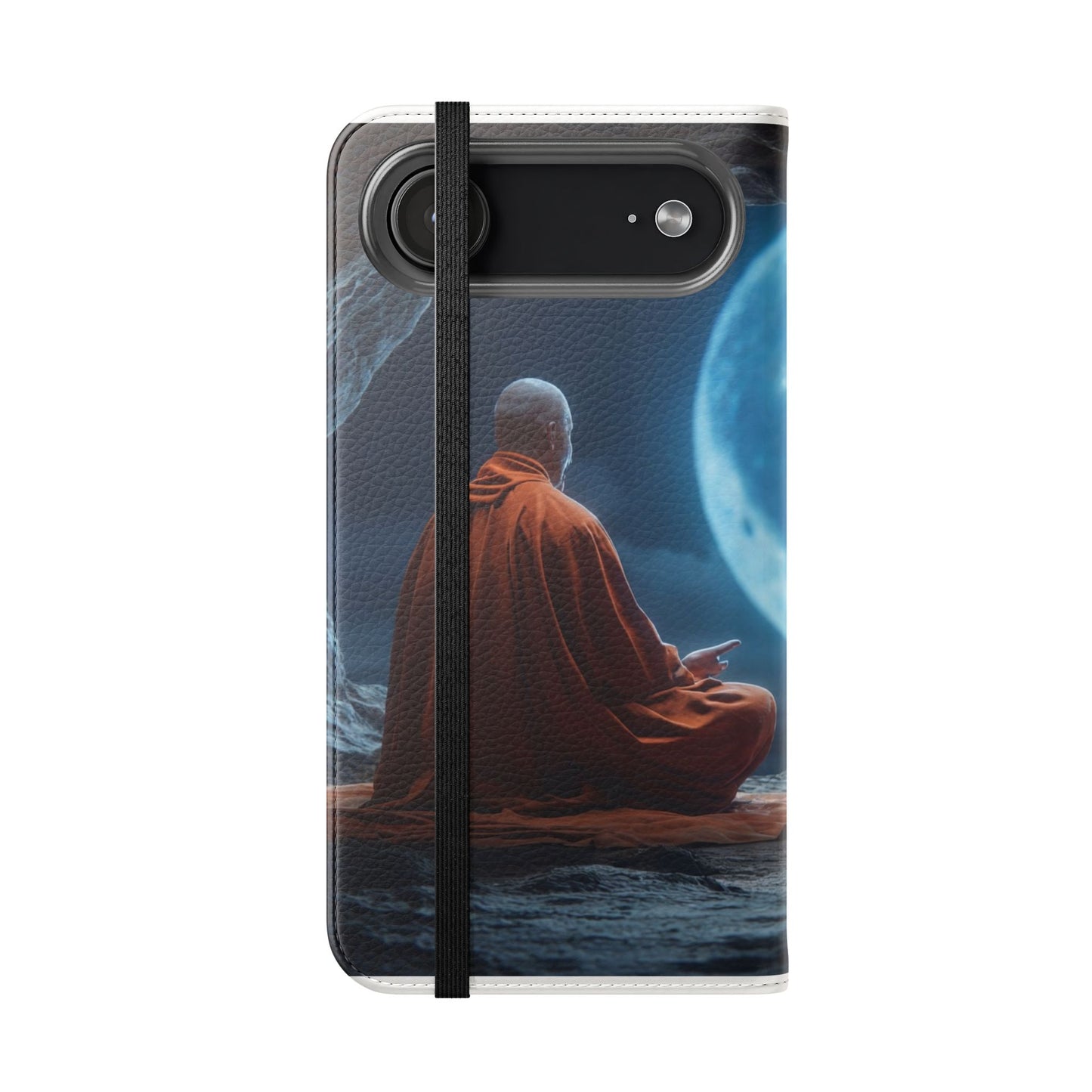 Lunar Meditation Flip Cases – Serene Monk Under Moonlight
