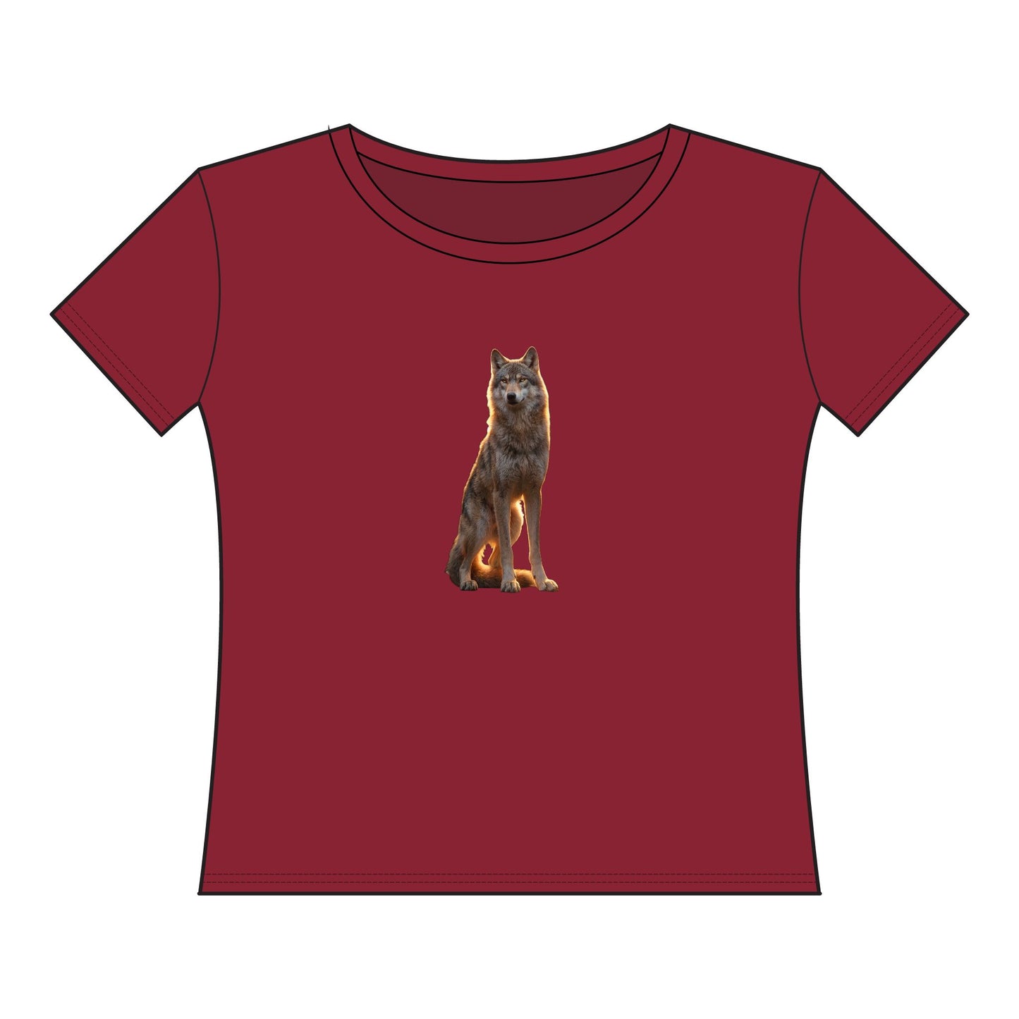 Golden Hour Wolf Women's Curvy Fine Jersey Tee – Ethereal Silhouette Print