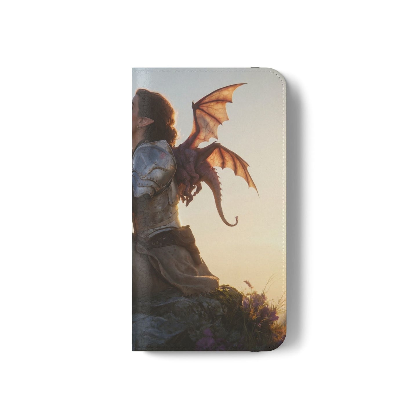 Dragon Knight Flip Cases – Sunlit Sentinel with Mini Drake and Sword