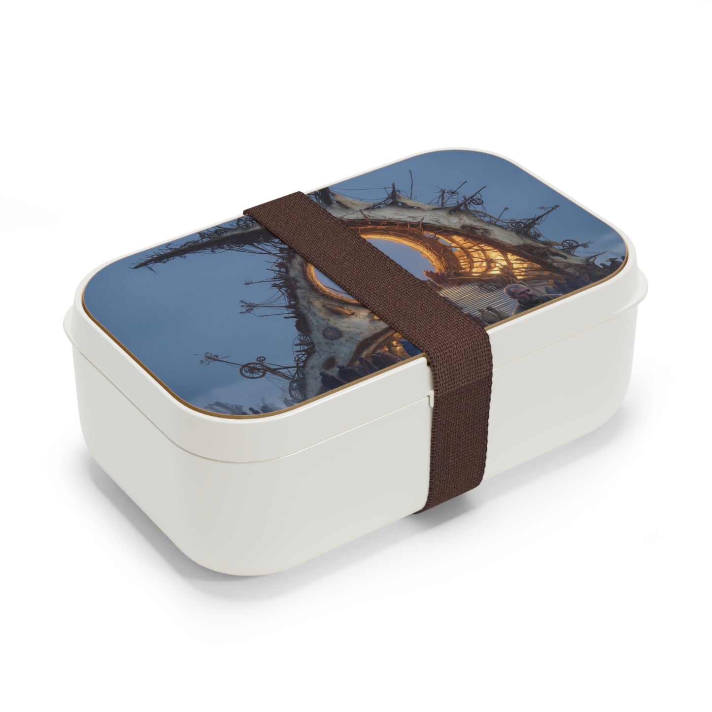 Celestial Threshold Bento Lunch Box – Woven Light Portal in Frost