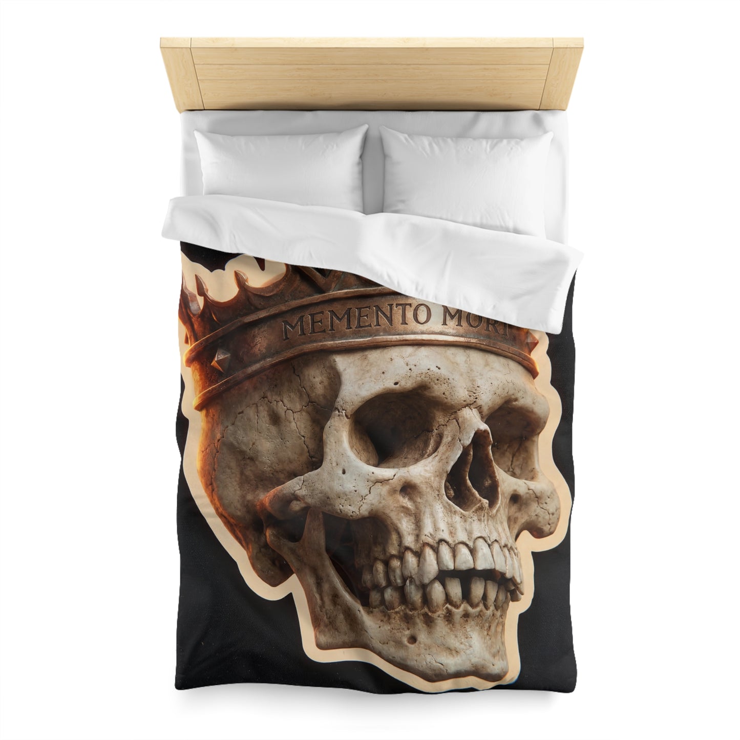 Crowned Skull Microfiber Duvet Cover – Regal Memento Mori Dreamscape