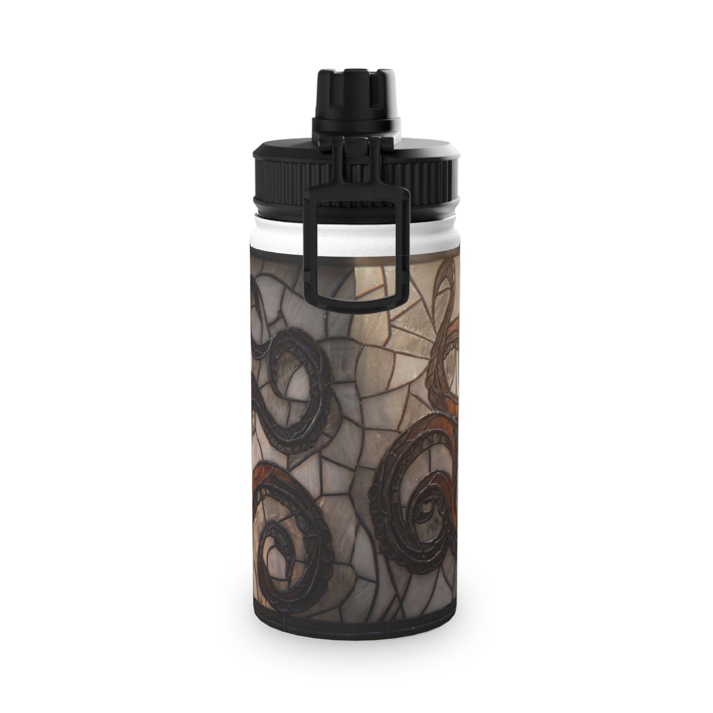 Stained Glass Octopus Water Bottle – Amber Abyss Design, Sports Lid