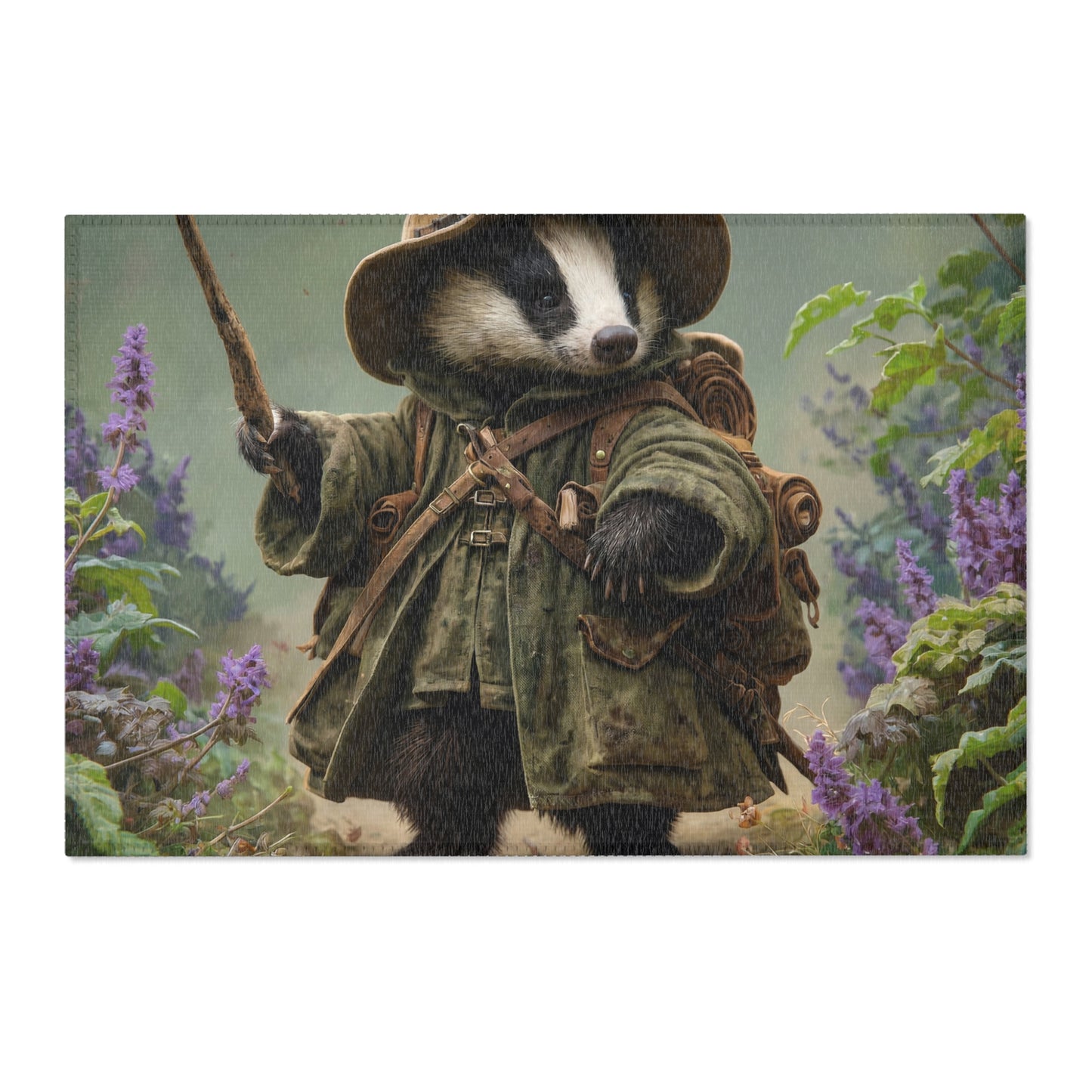 Badger Explorer Area Rug – Mossy Path Through Purple Wildflowers