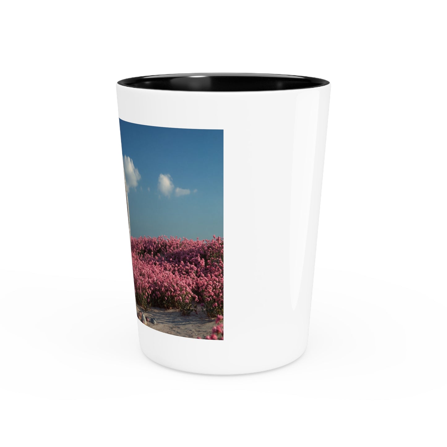 Concrete Ring Shot Glass – Pink Blossom Field Scene