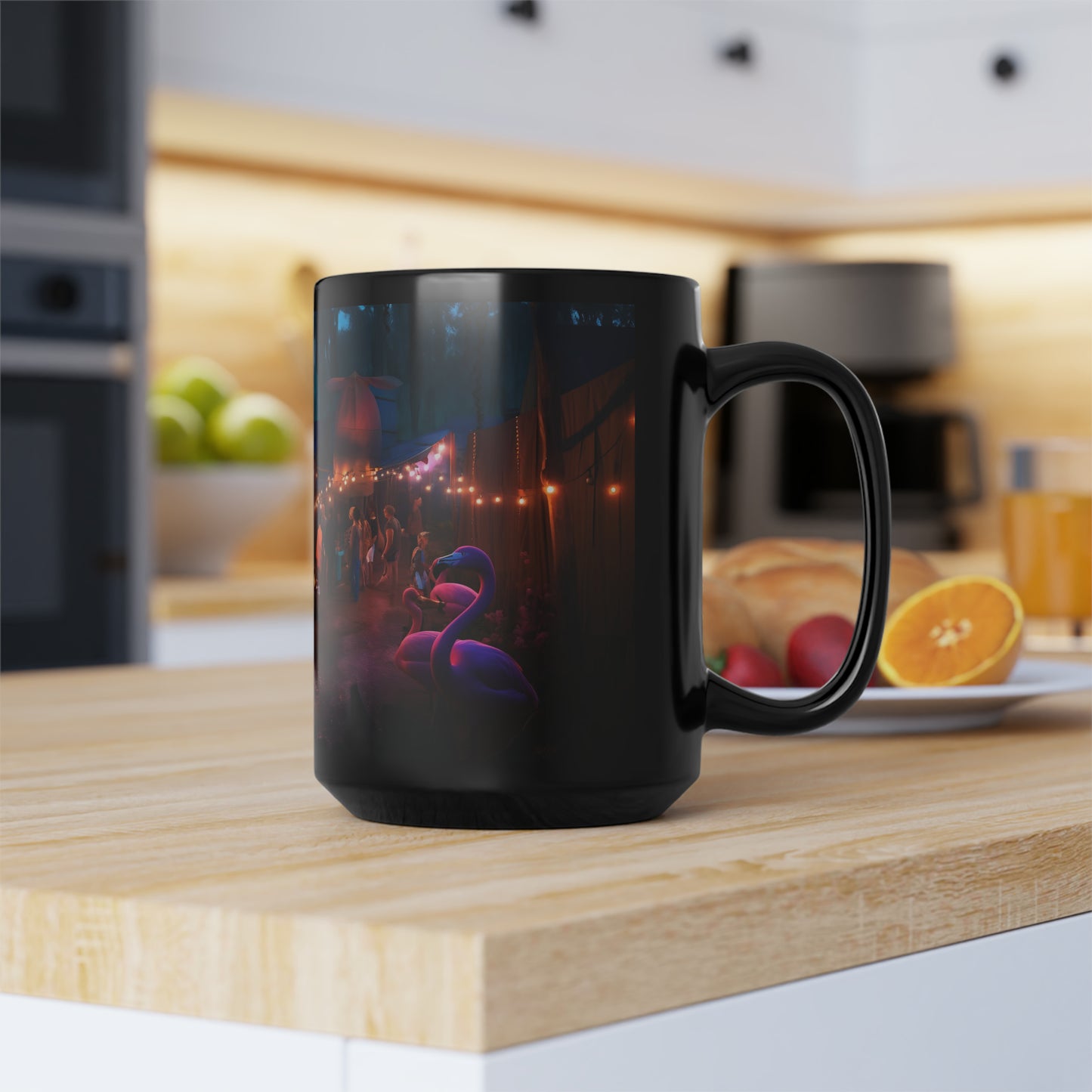 oregon country fair, flamingos at the sauna at oregon country fair, oregon, midnight, disney, pixar - Mug, Black