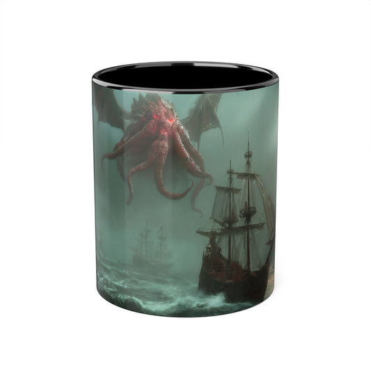 Leviathan’s Dawn Accent Mugs, 11oz – Crimson Sentinel Stormship Scene