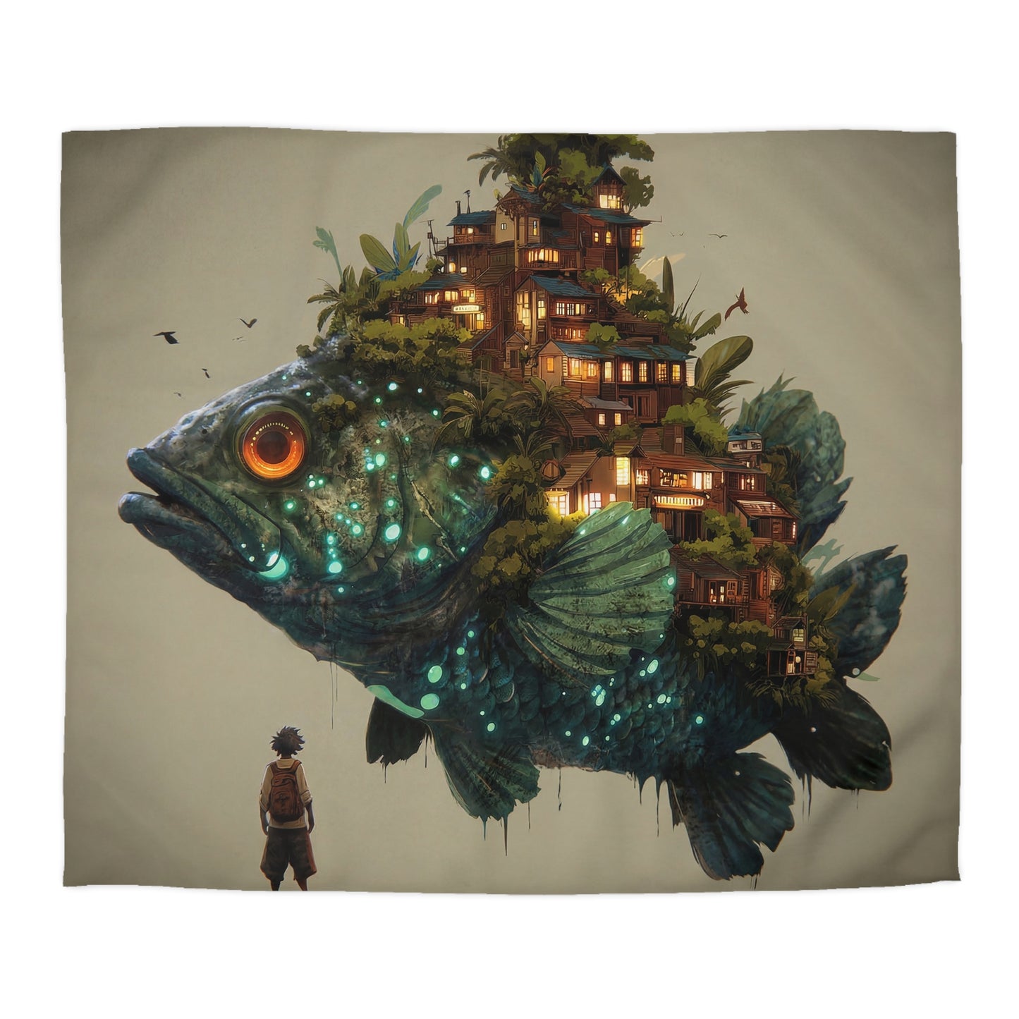 Bioluminescent Fish Village Microfiber Duvet Cover – Home Within the Deep