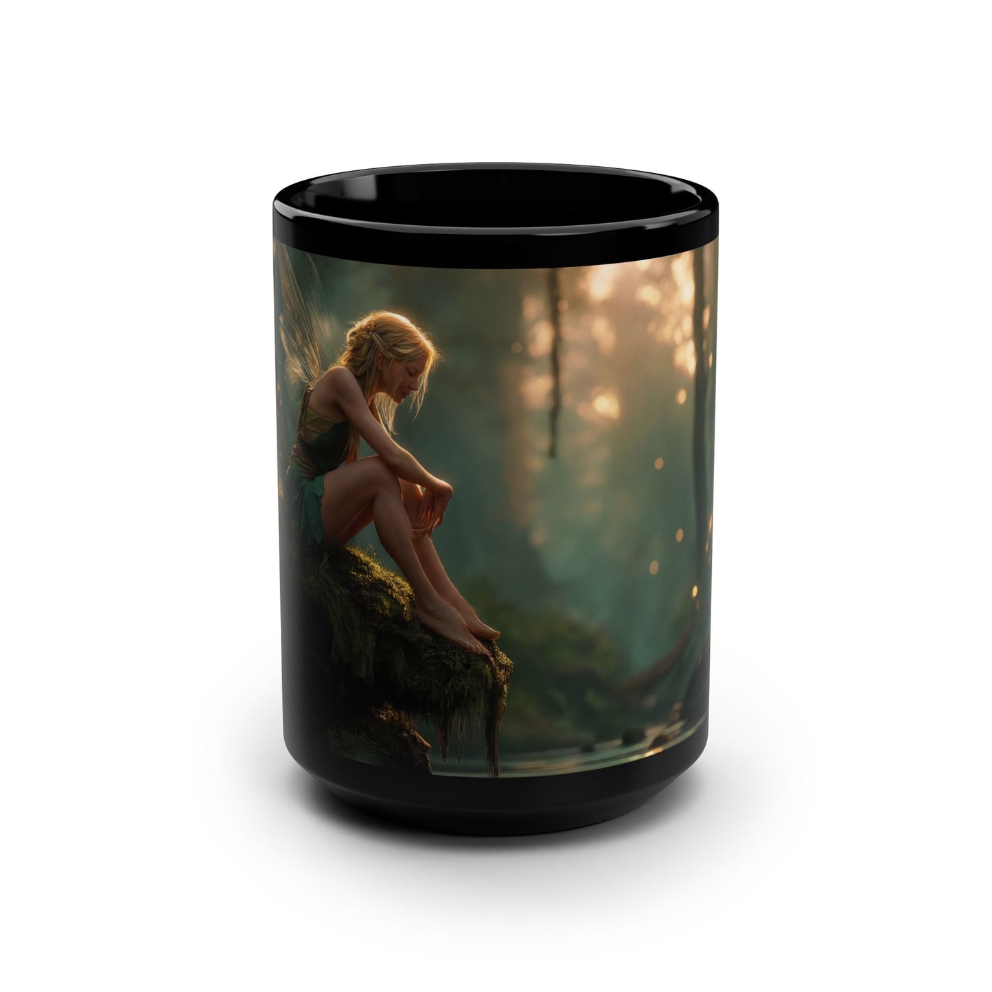 Mossy Stream Fairy Mug – Golden Hour Forest Guardian