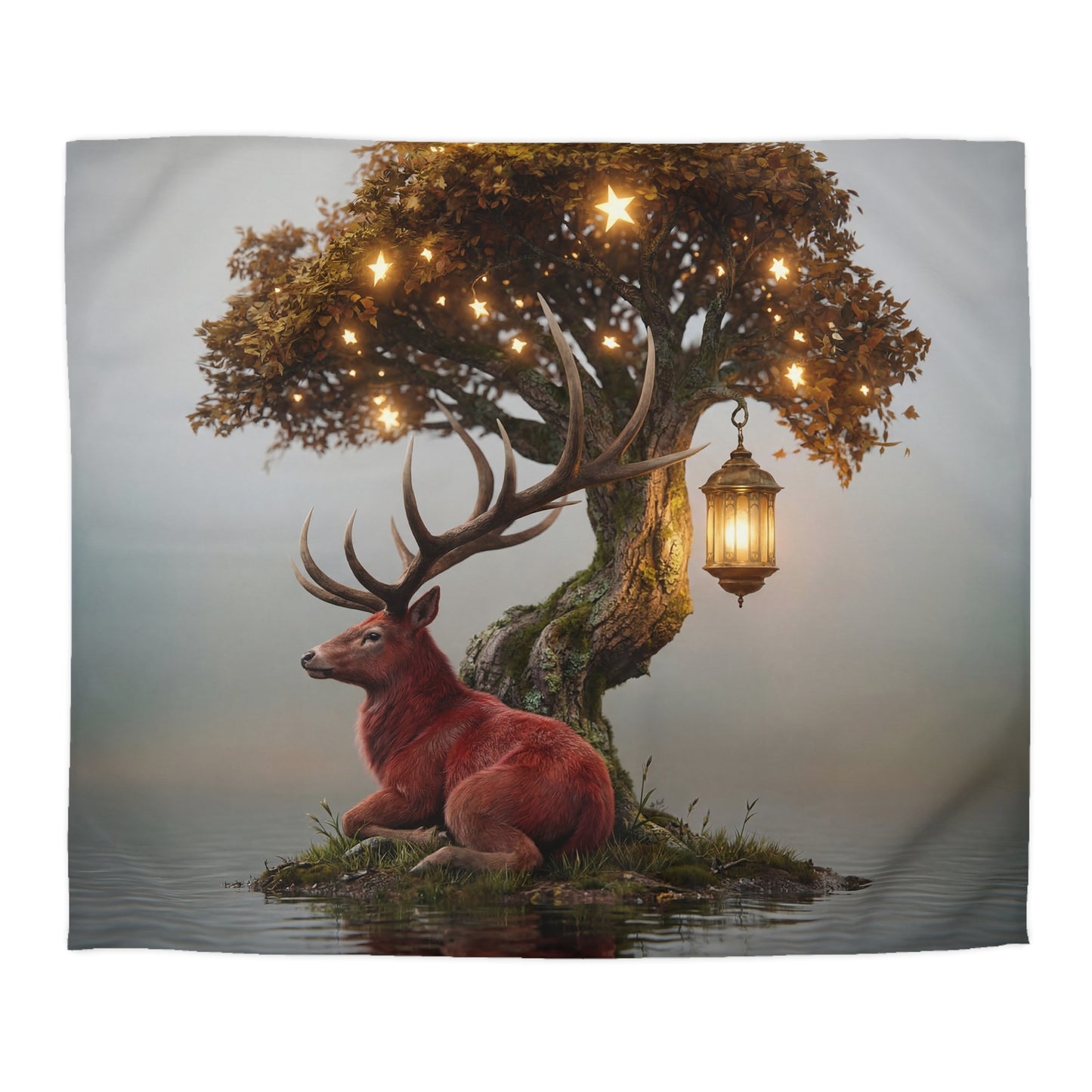 Starlit Stag Microfiber Duvet Cover – Whispering Woods Sanctuary