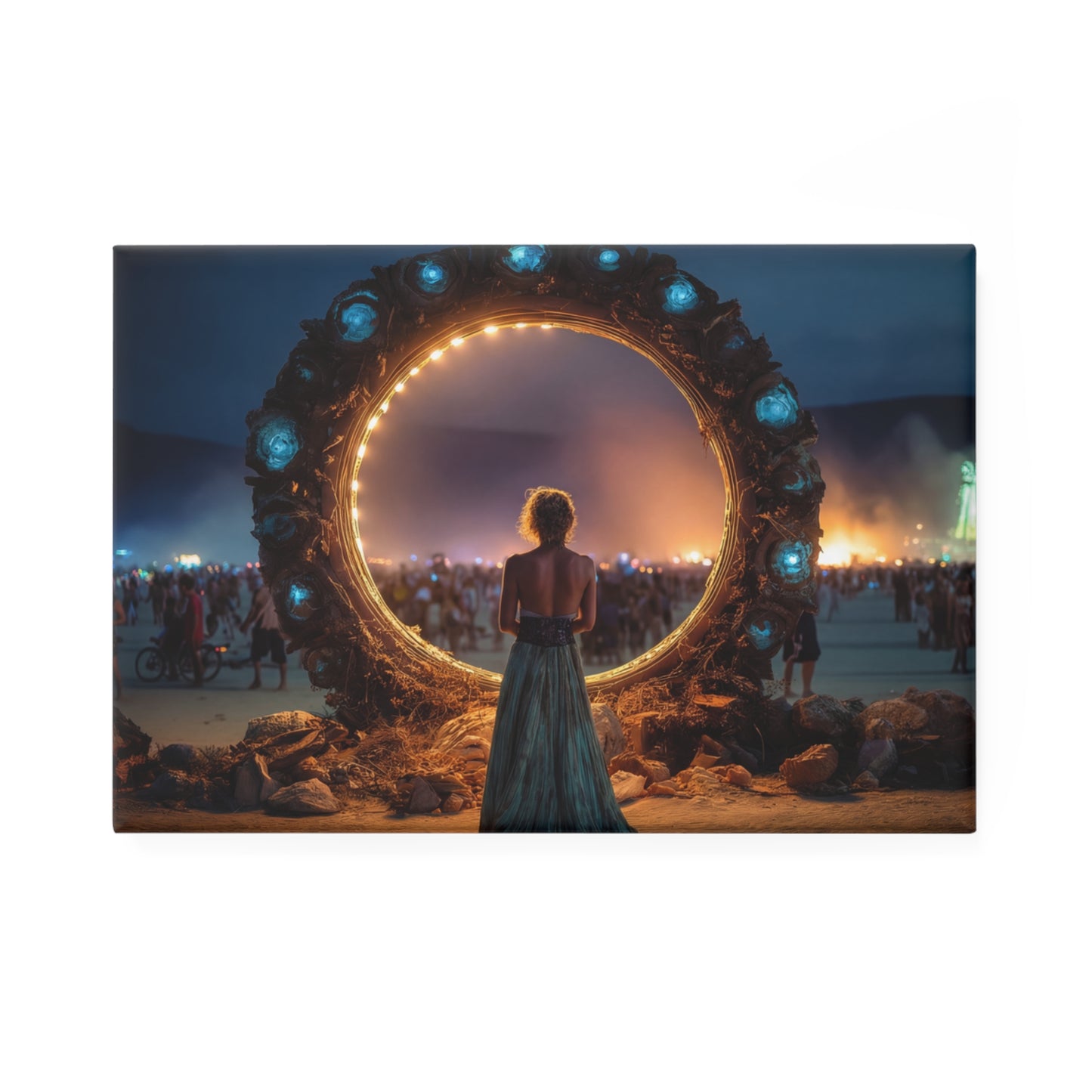 Portal Gate Wanderer Button Magnet, Rectangle (1 & 10 pcs) – Threshold of Twilight Dreams