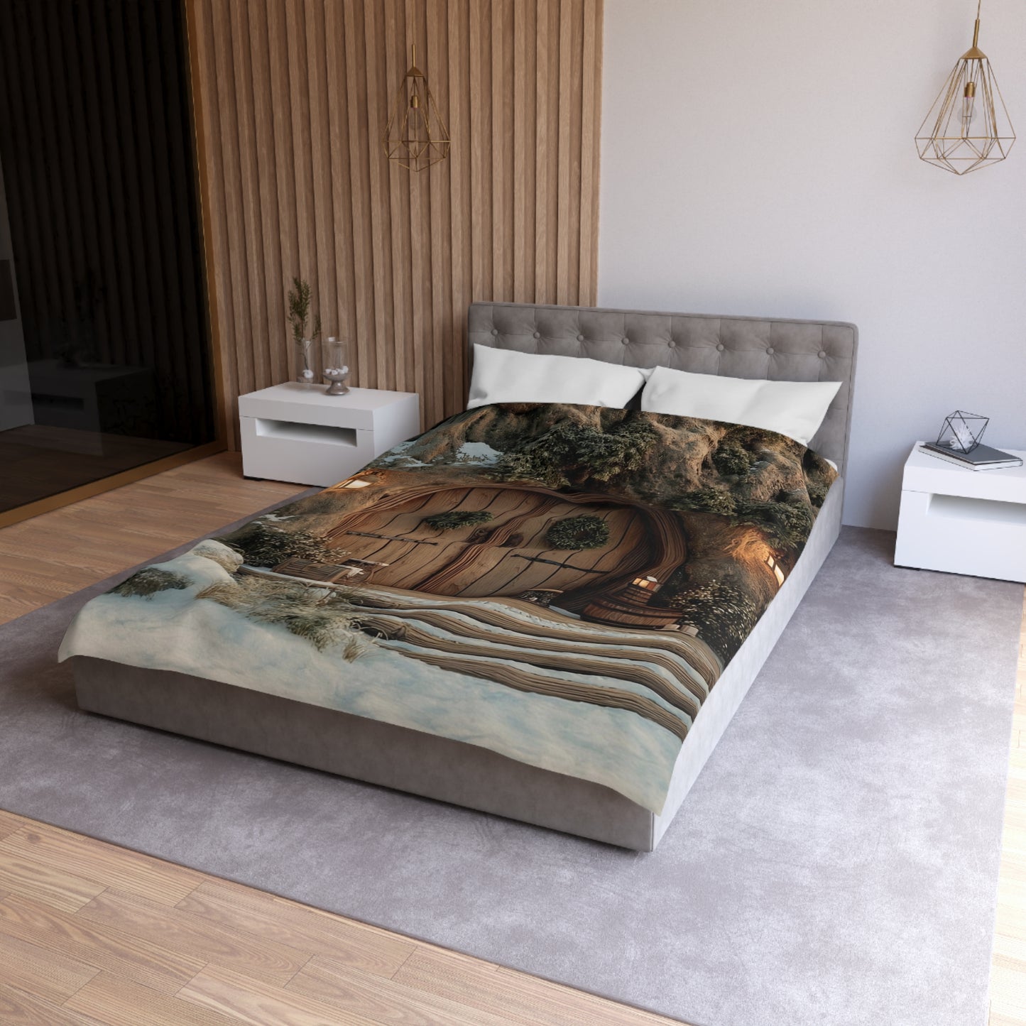 Winter’s Whisper Microfiber Duvet Cover – Cozy Treehouse Sanctuary