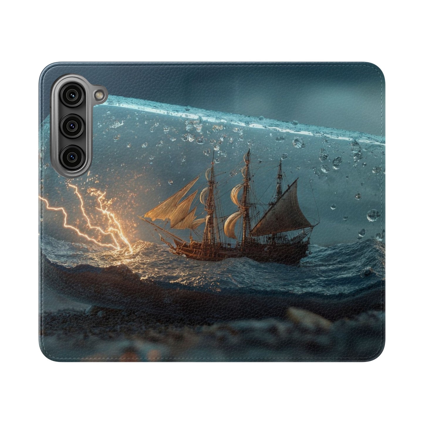 Storm-Struck Galleon Flip Cases – Lightning Inside Glass Bottle