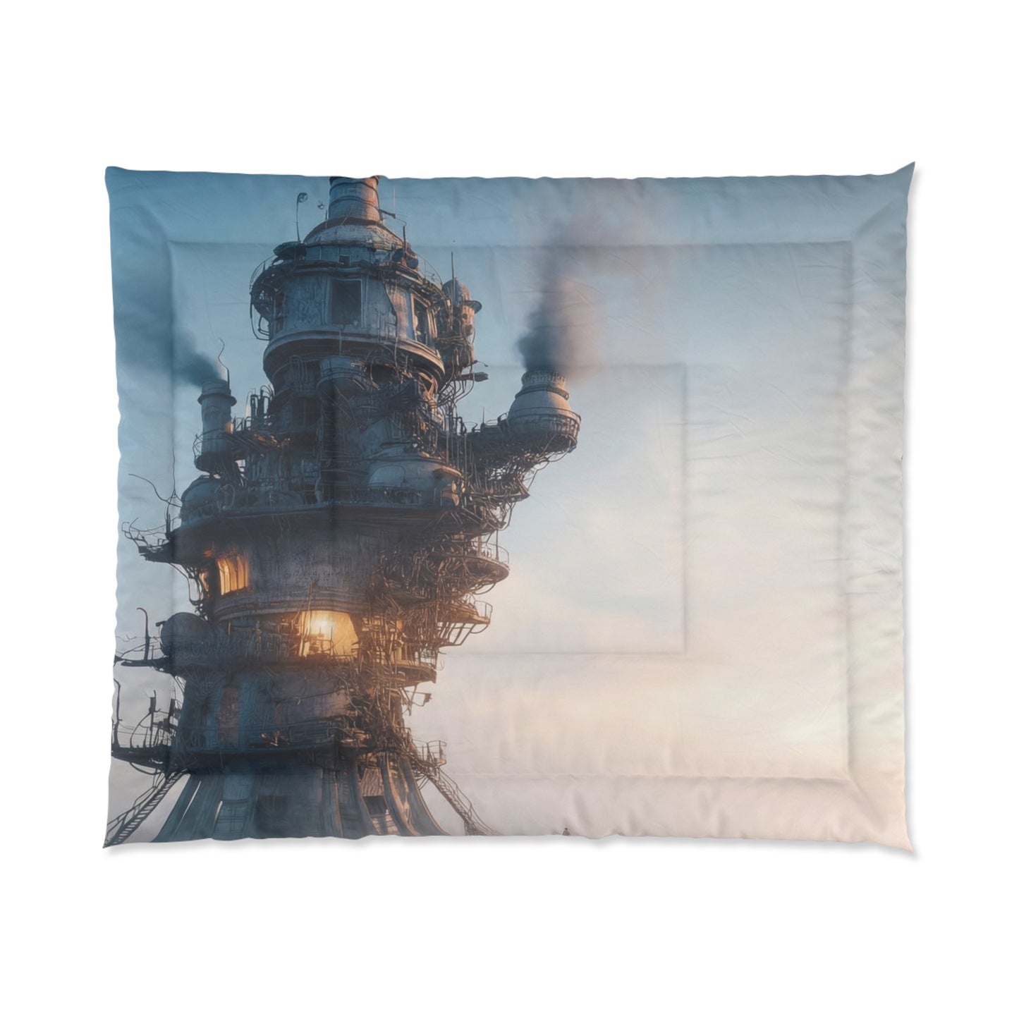 Steamborne Tower Comforter – Solitary Watchtower at Dusk