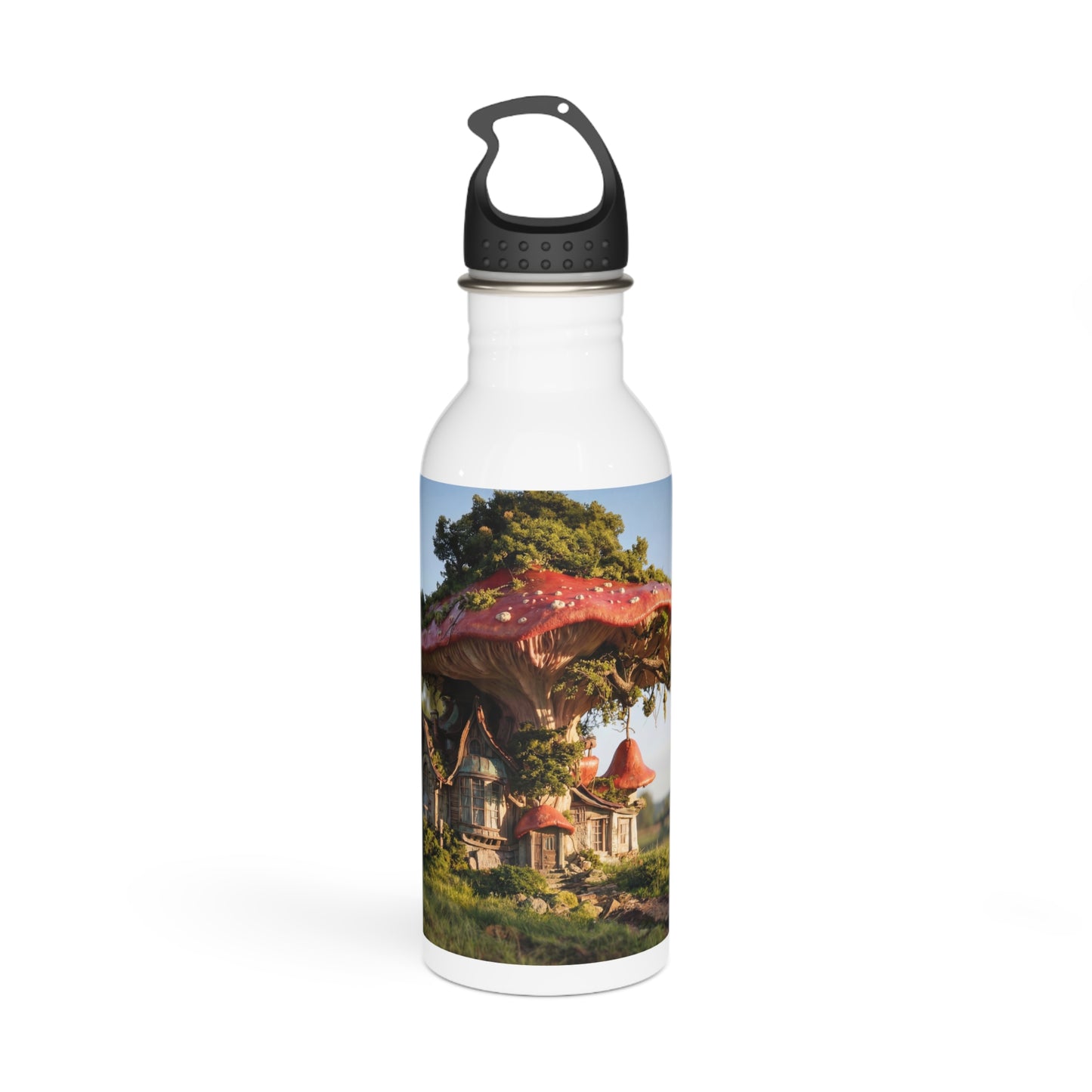 Mushroom Cottage Water Bottle – Whimsical Forest Dwelling Design
