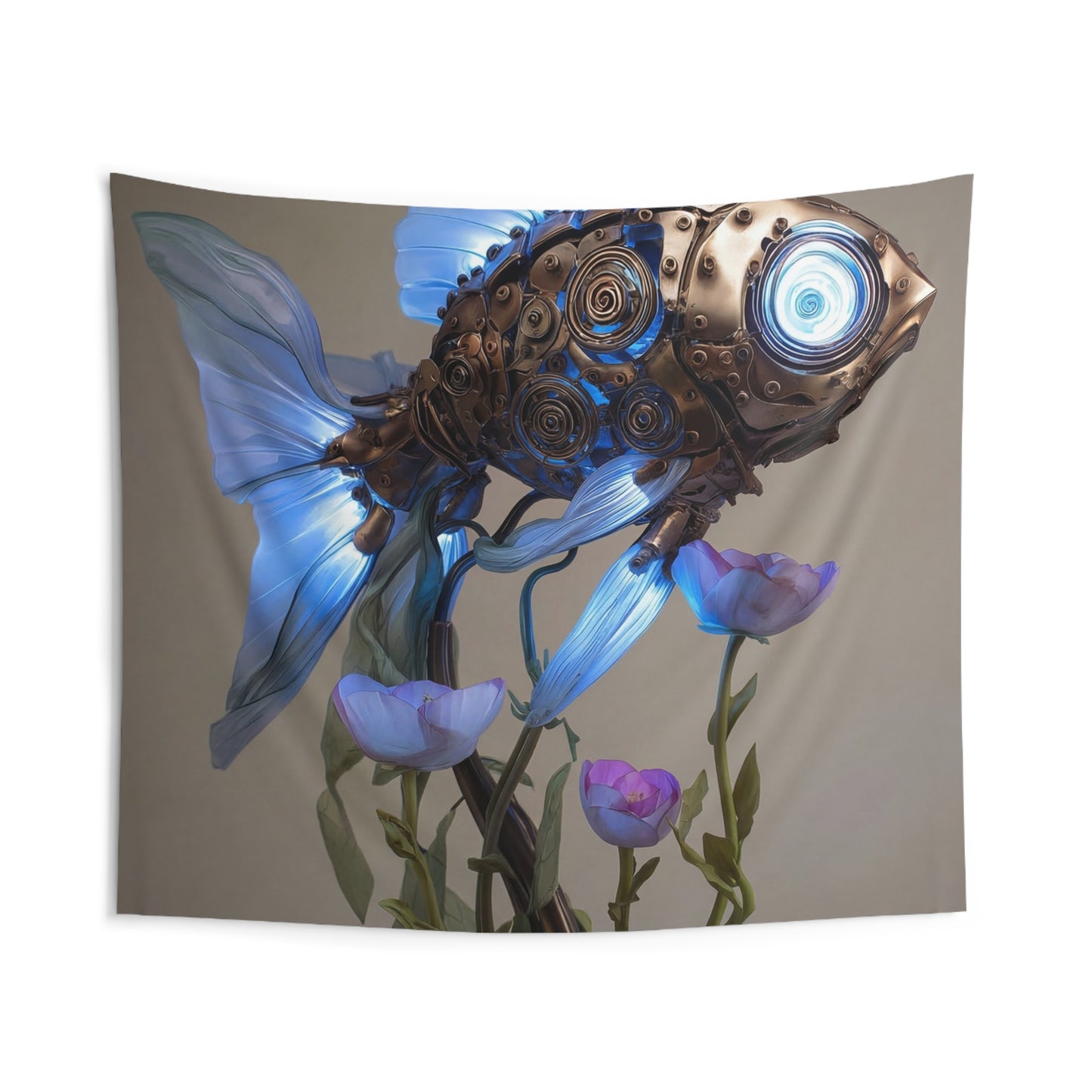 Steampunk Goldfish Indoor Wall Tapestries – Luminescent Gilded Dreamer