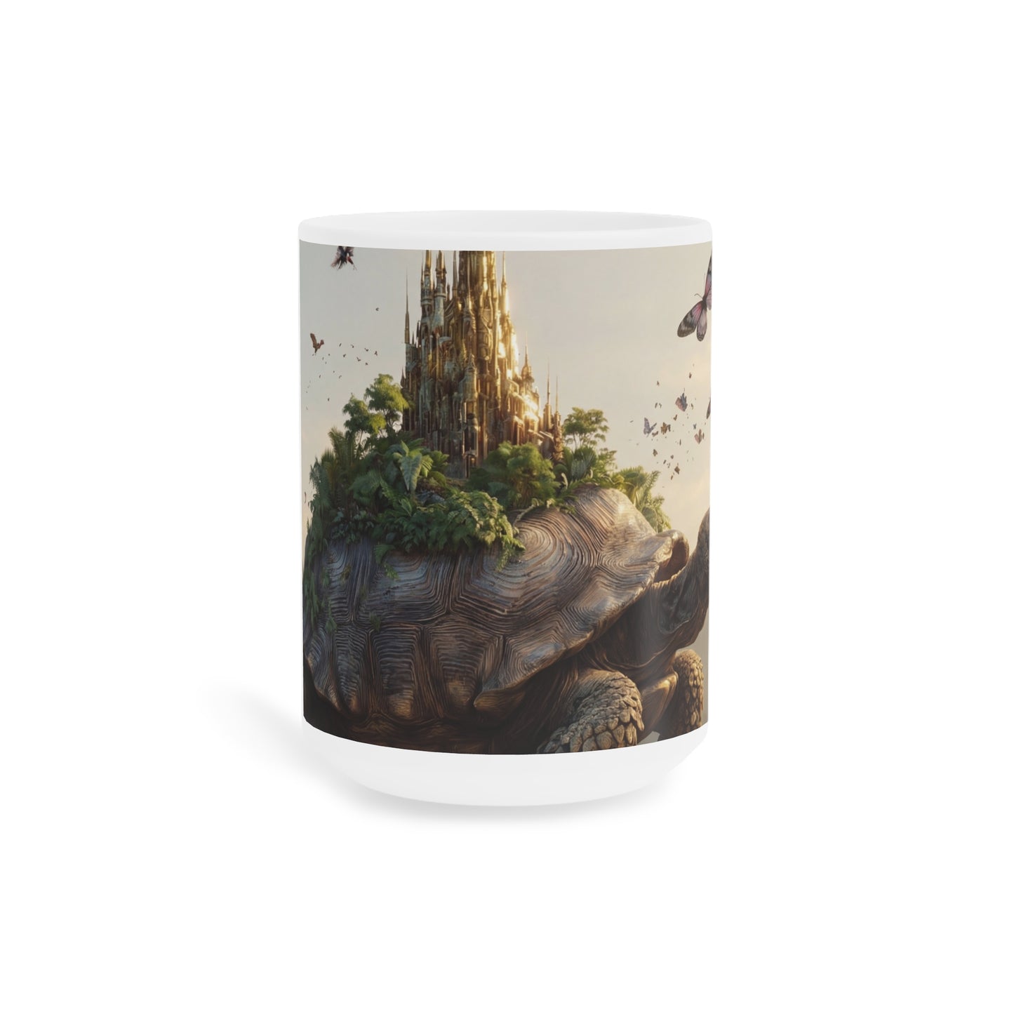 Turtle-Carried Castle Ceramic Mugs (11oz\15oz\20oz) – Verdant Sanctuary on Ancient Shell