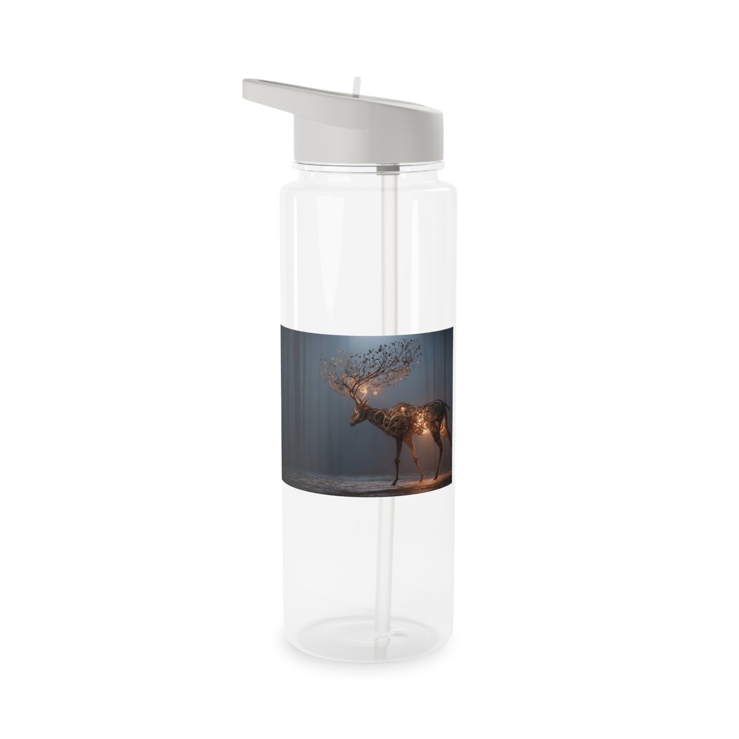 Gear-Heart Deer Tritan Water Bottle – Clockwork Forest Guardian