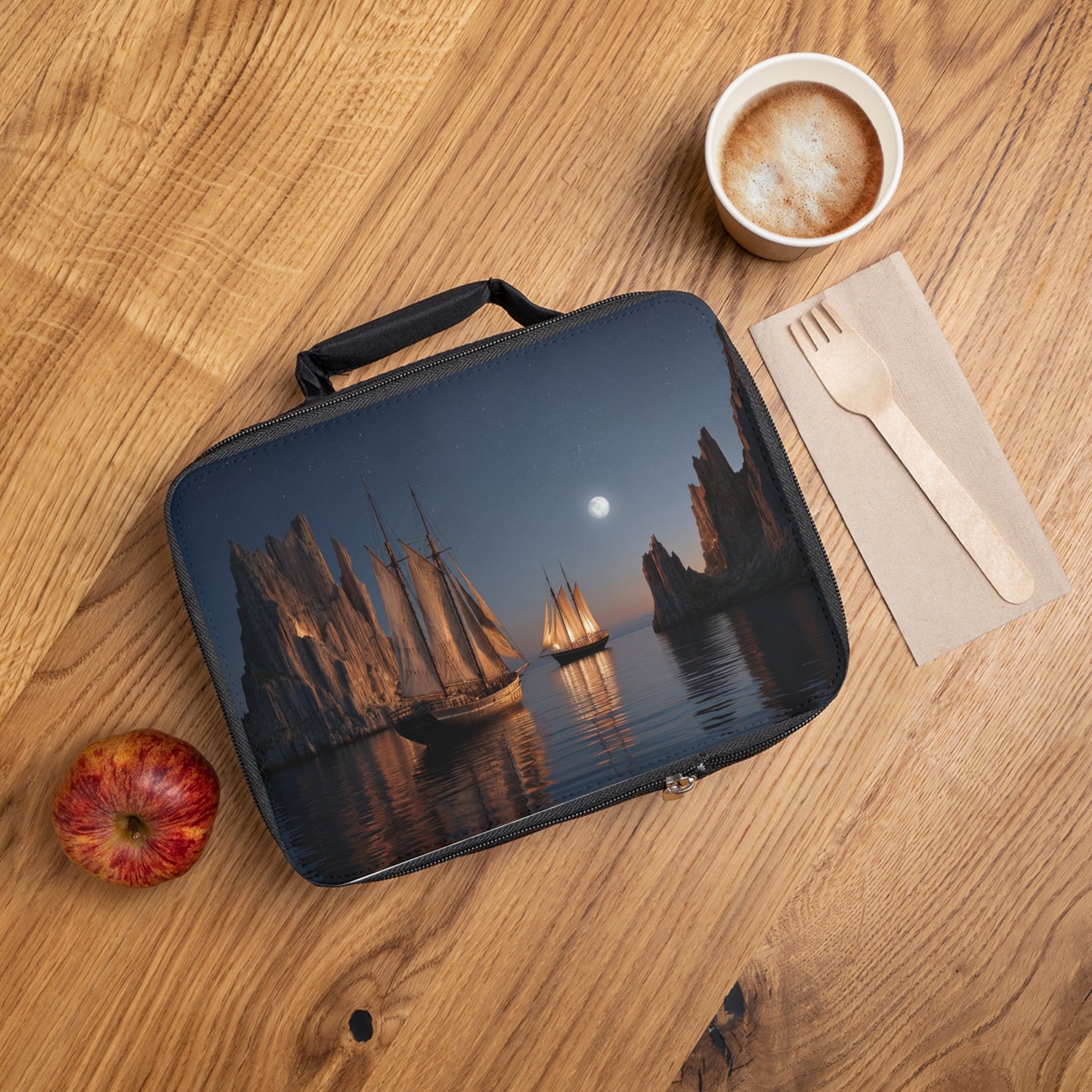 Moonlit Sailors Lunch Bag – Whispering Waters Between Jagged Peaks