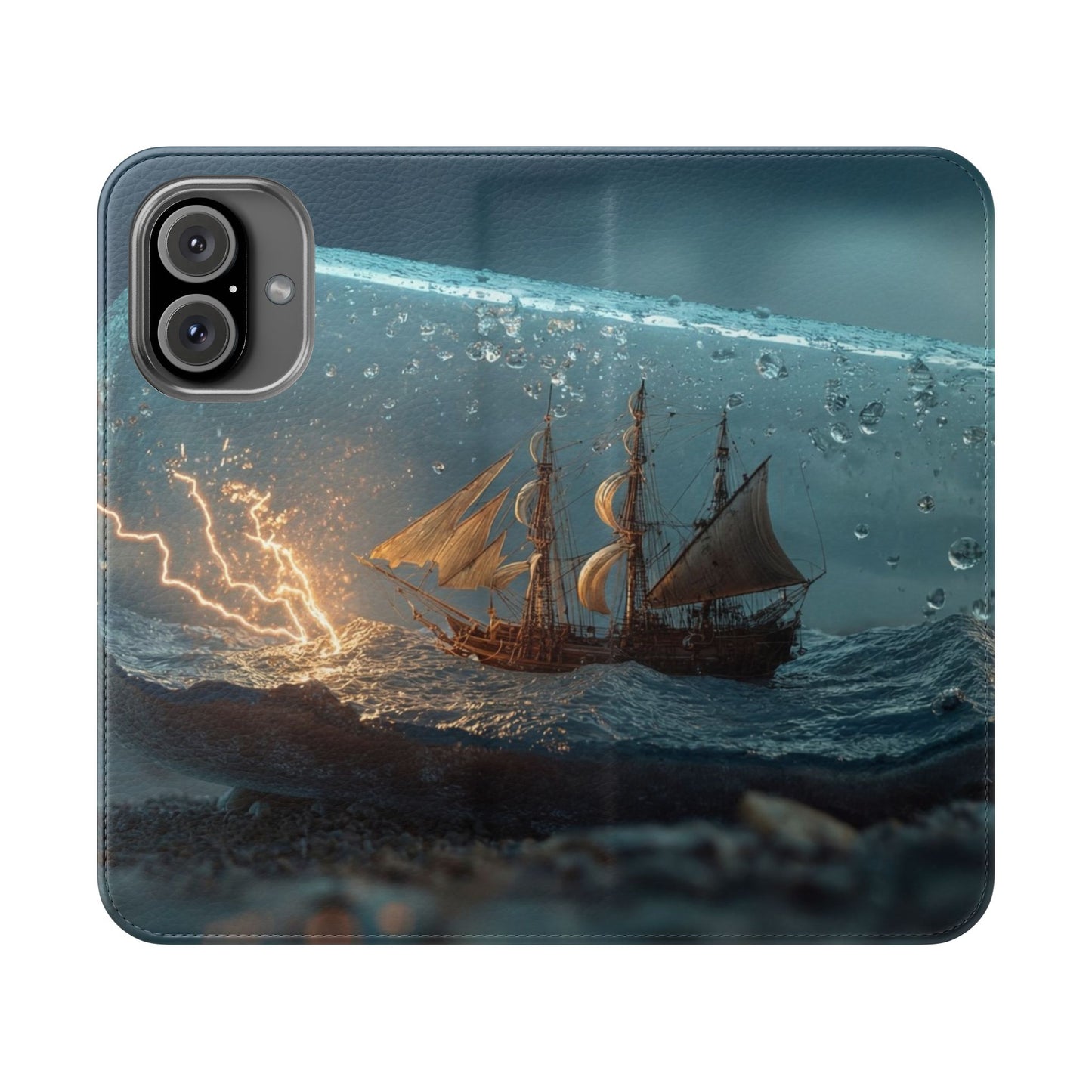 Storm-Struck Galleon Flip Cases – Lightning Inside Glass Bottle