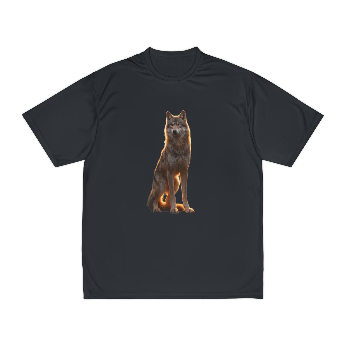 Golden Hour Wolf Men's Performance T-Shirt – Sunlit Sentinel Graphic Tee