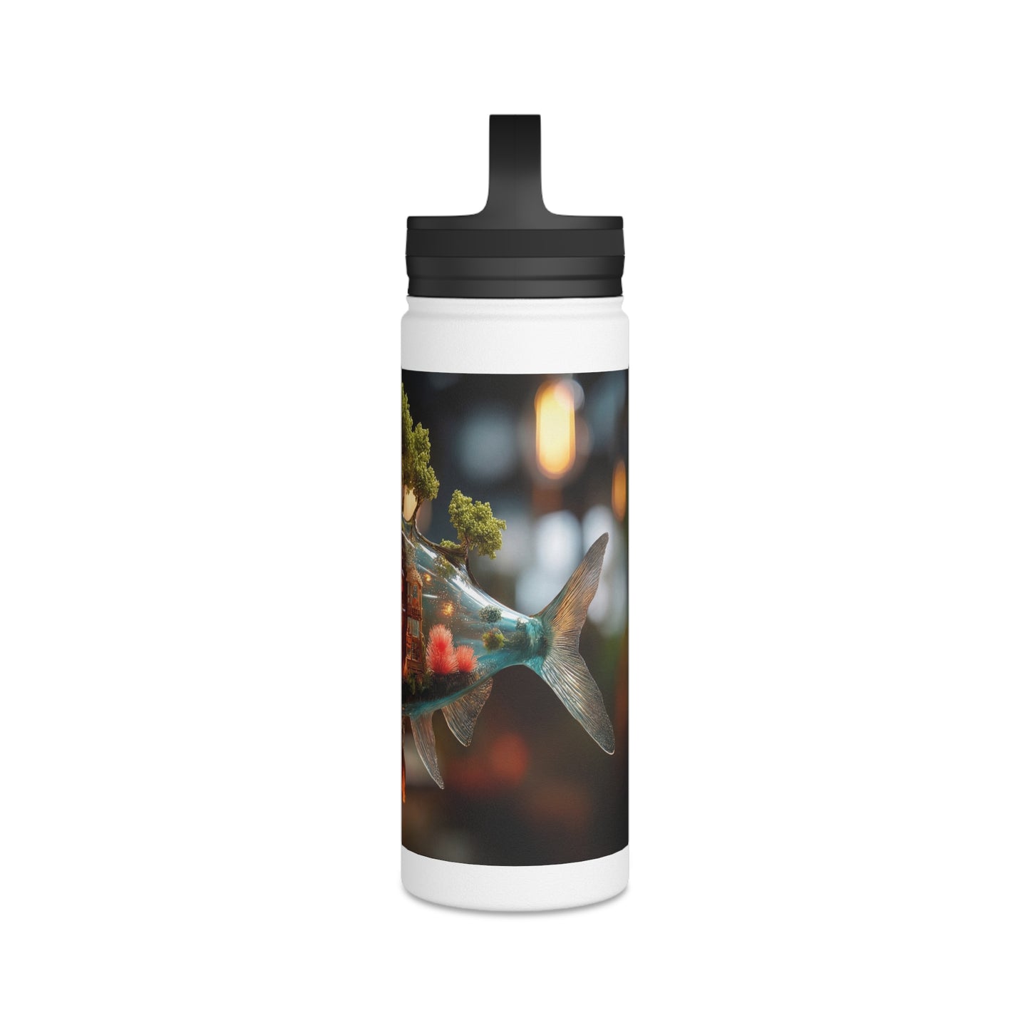 Pocket Forest Fish Water Bottle – Handle Lid – Aqua Realm Sanctuary