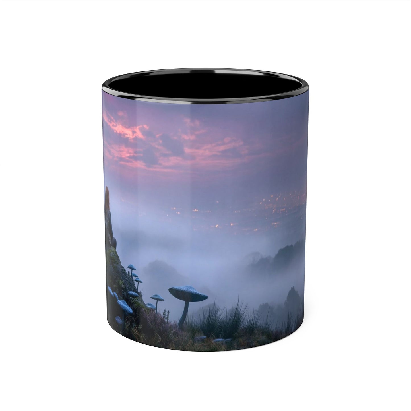 Misty Ridge Accent Mugs, 11oz – Crimson Moon & Giant Mushrooms