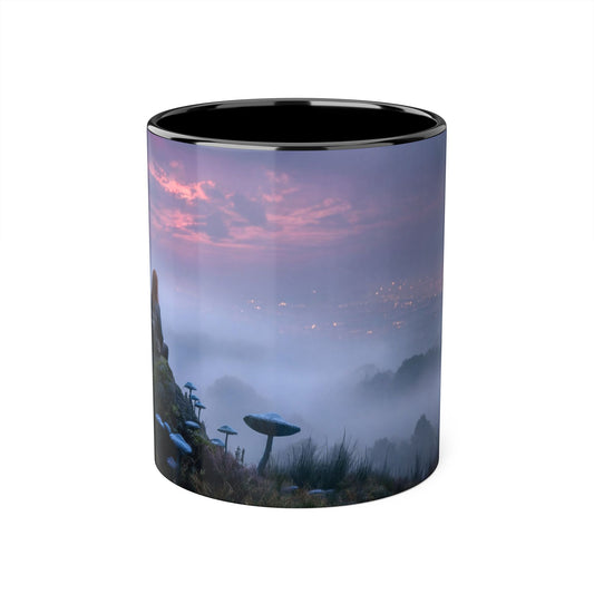 Misty Ridge Accent Mugs, 11oz – Crimson Moon & Giant Mushrooms