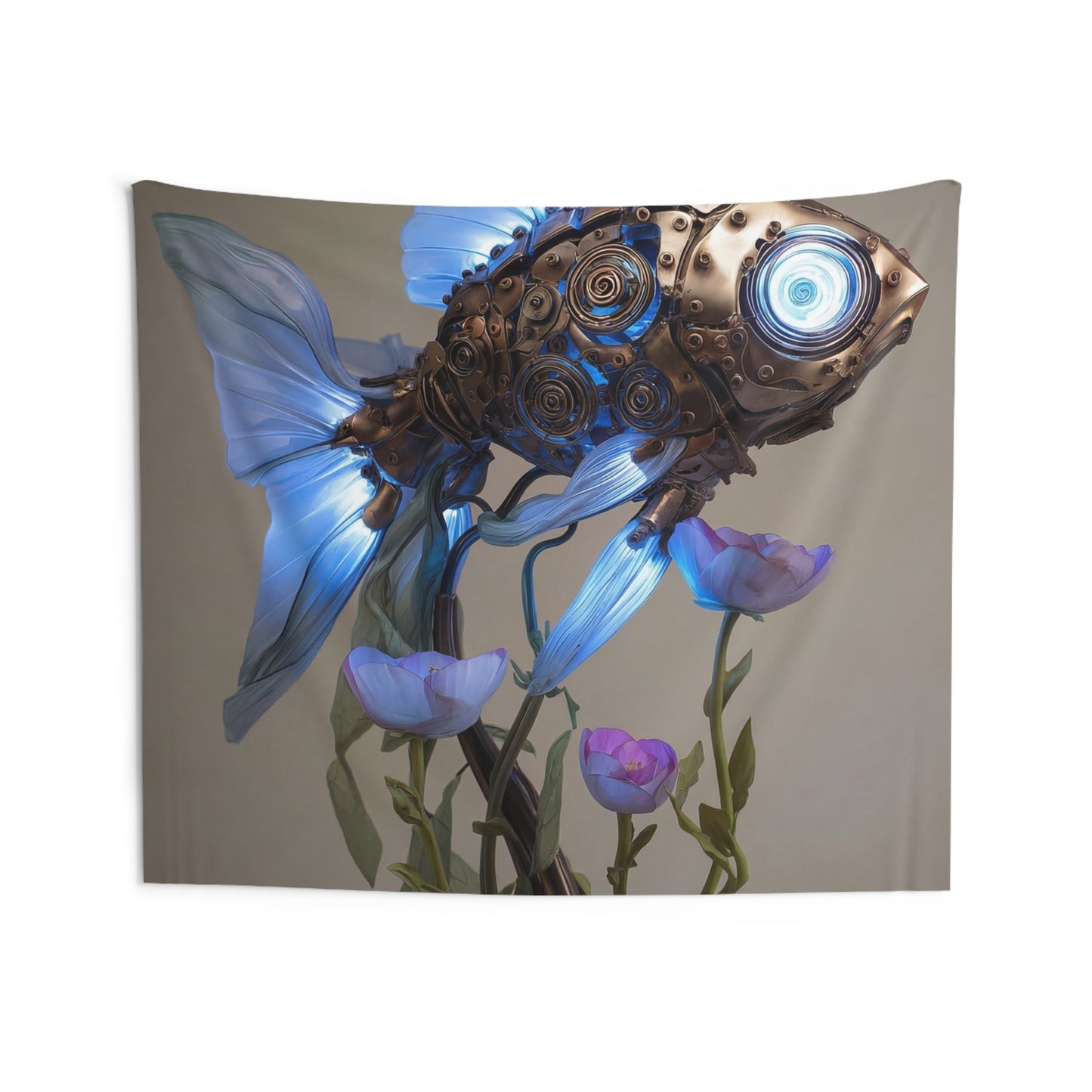 Steampunk Goldfish Indoor Wall Tapestries – Luminescent Gilded Dreamer