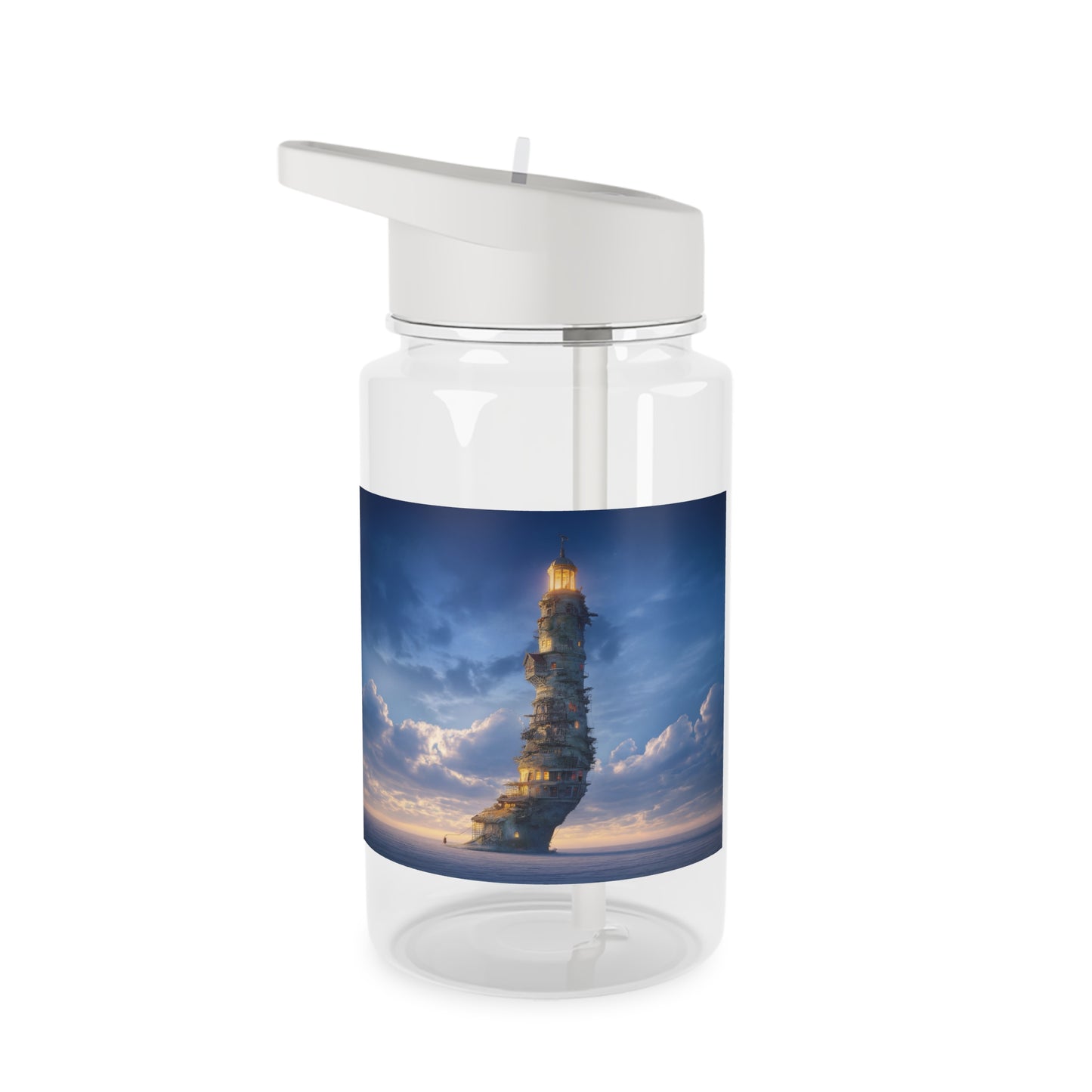 Towering Lighthouse Tritan Water Bottle – Beacon of the Twilight Sea