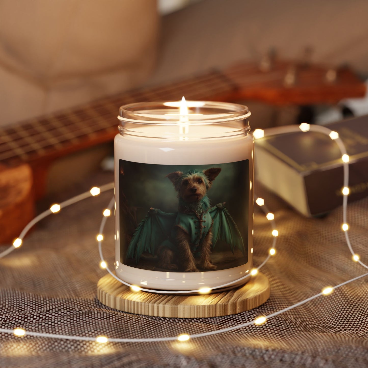 Dragonling Yorkshire Terrier Scented Soy Candle, 9oz – Emerald Winged Guardian