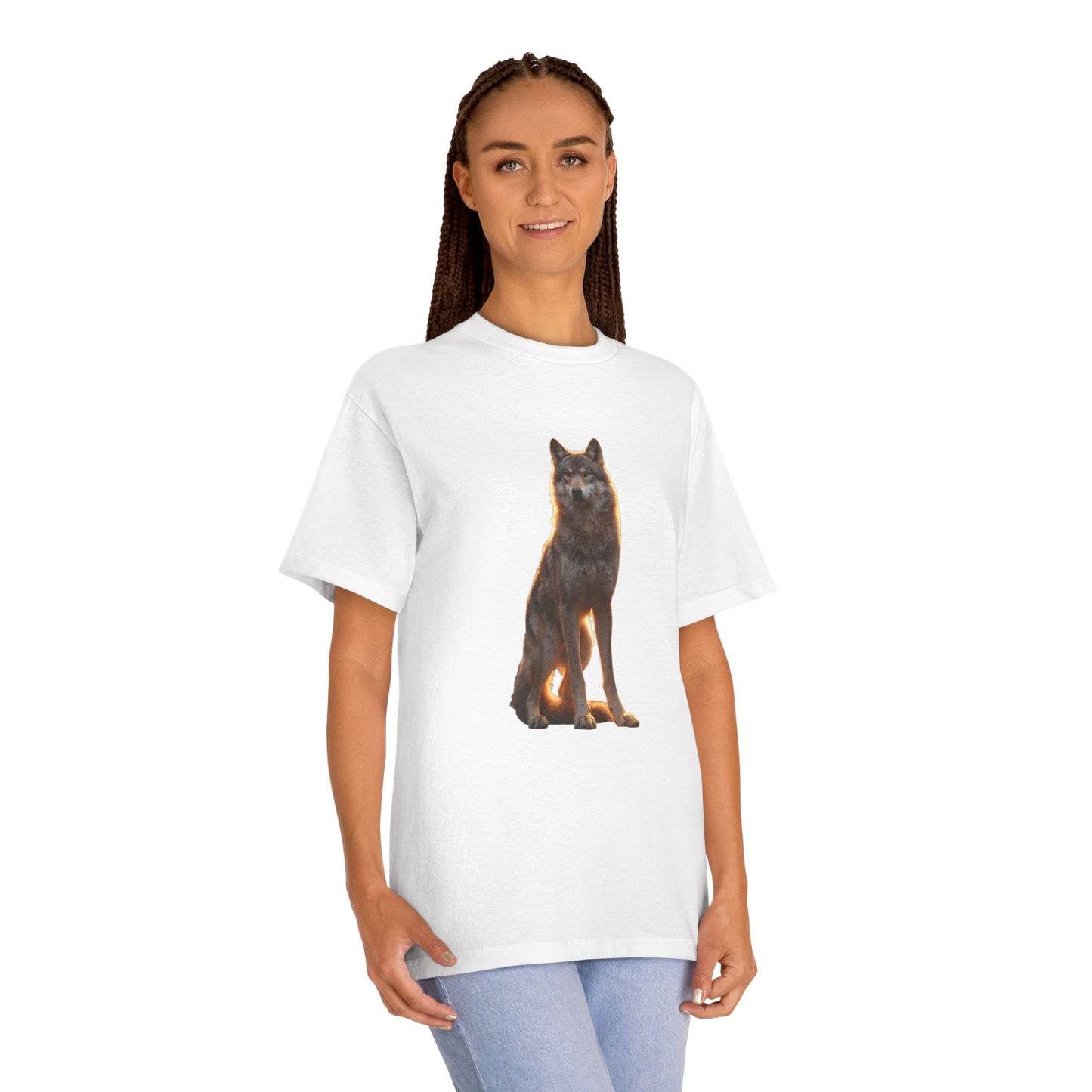 Guardian Wolf Classic Tee – Golden Hour Sentinel Portrait
