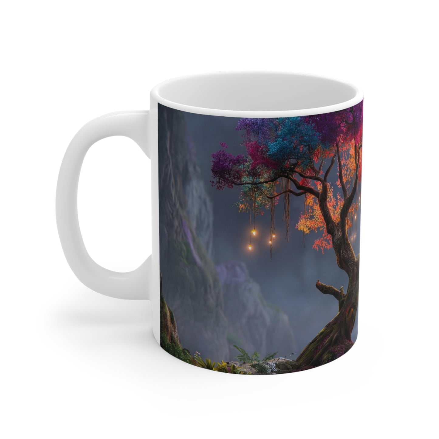 Chromatic Dream Tree Ceramic Mugs (11oz\15oz\20oz) – Moonlit Spectrum Sentinel