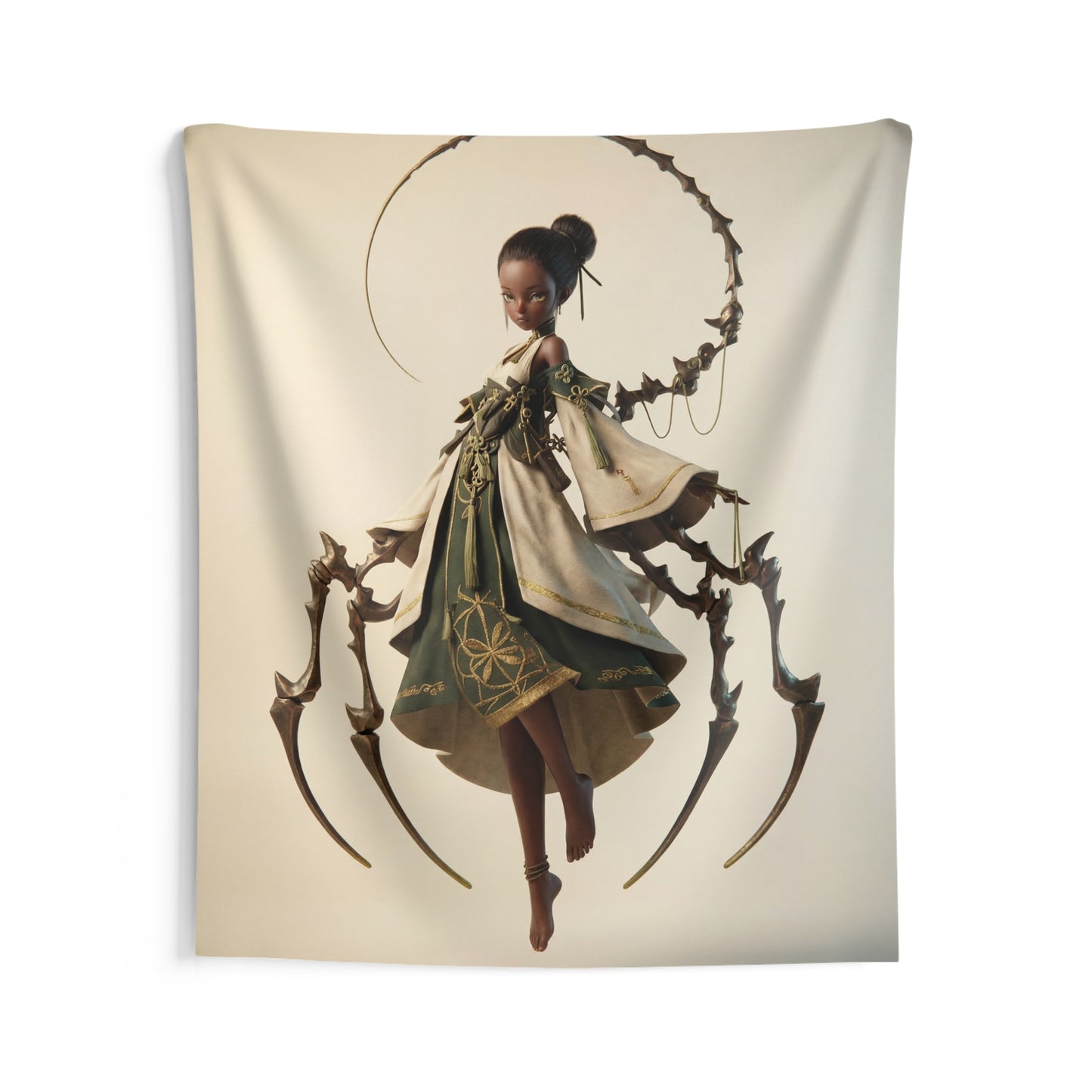 Serene Spider Sentinel Indoor Wall Tapestries – Whispers of the Iron Weave