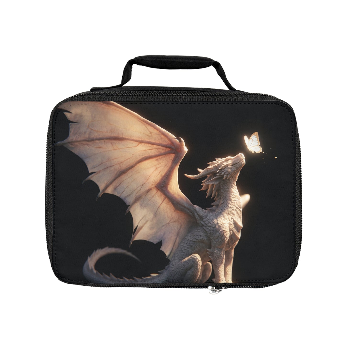 Gentle Dragon with Butterfly Lunch Bag – Soft Glow of Quiet Wonder