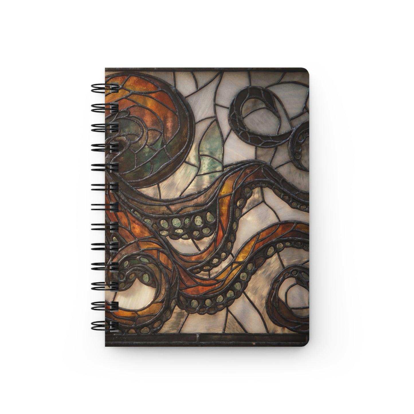 Amber Octopus Stained Glass Journal – Deep Sea Tapestry for Thoughtful Pages