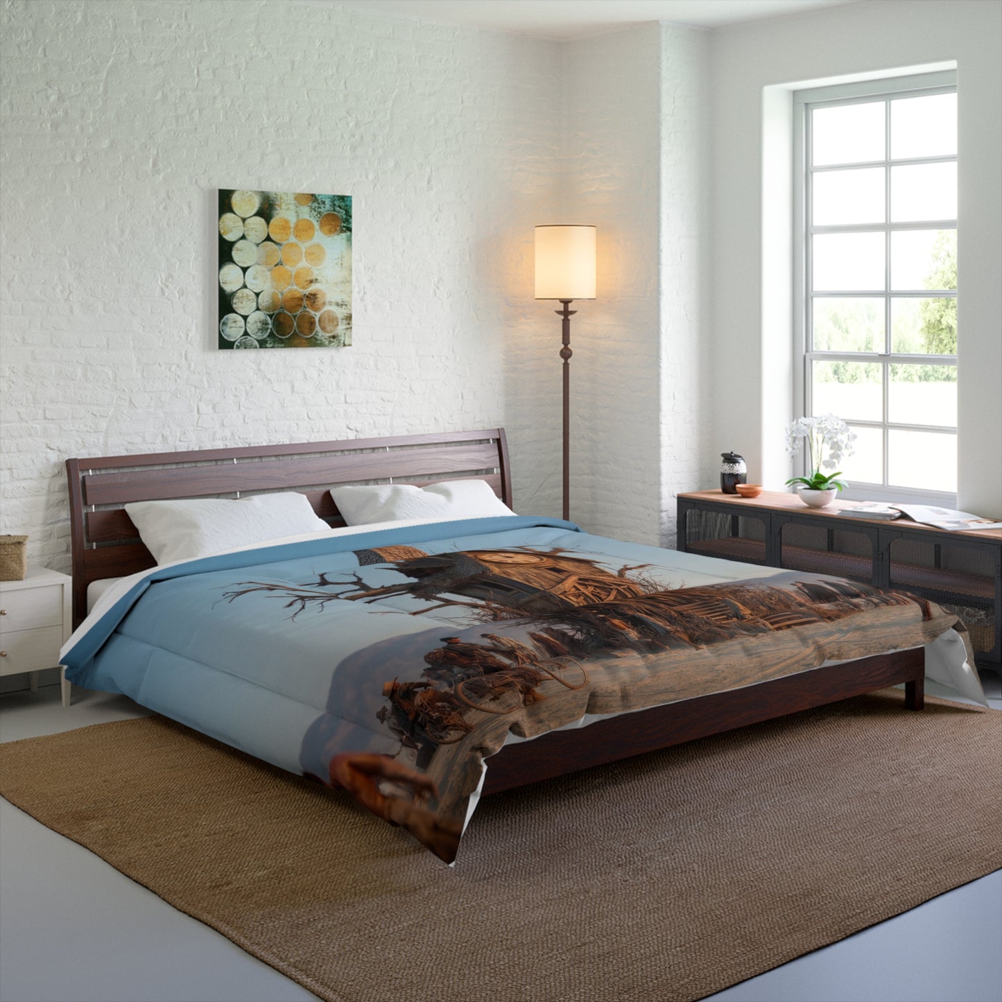 Clock Tower Comforter – Dusty Desert Sentinel at Twilight