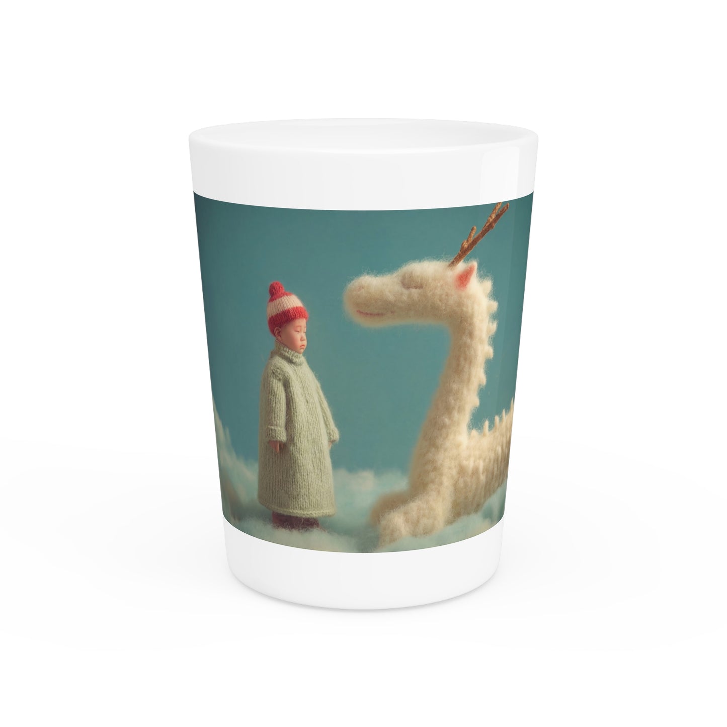 Woolen Dragon Companion Shot Glass – Soft Cloudscape Whispers