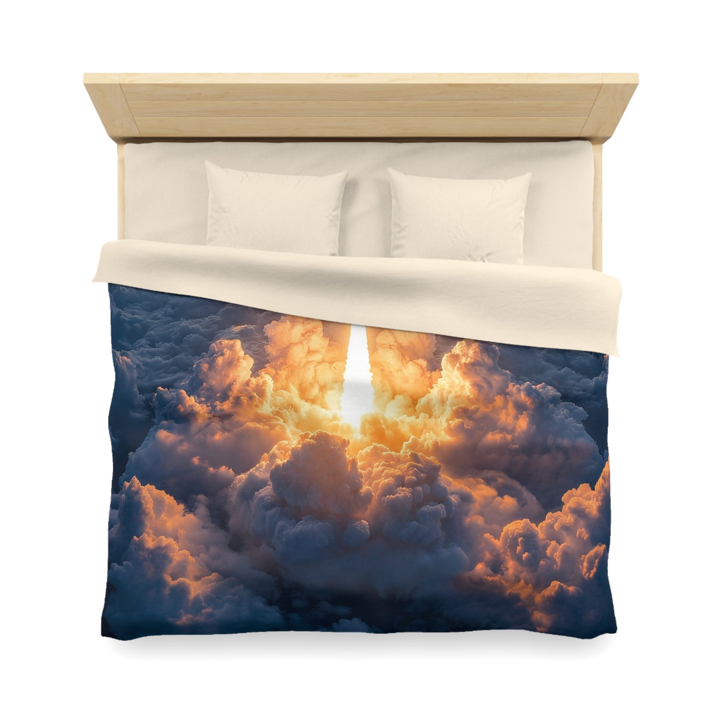 Rocket Sunrise Microfiber Duvet Cover – Piercing Through Clouds Toward Dawn