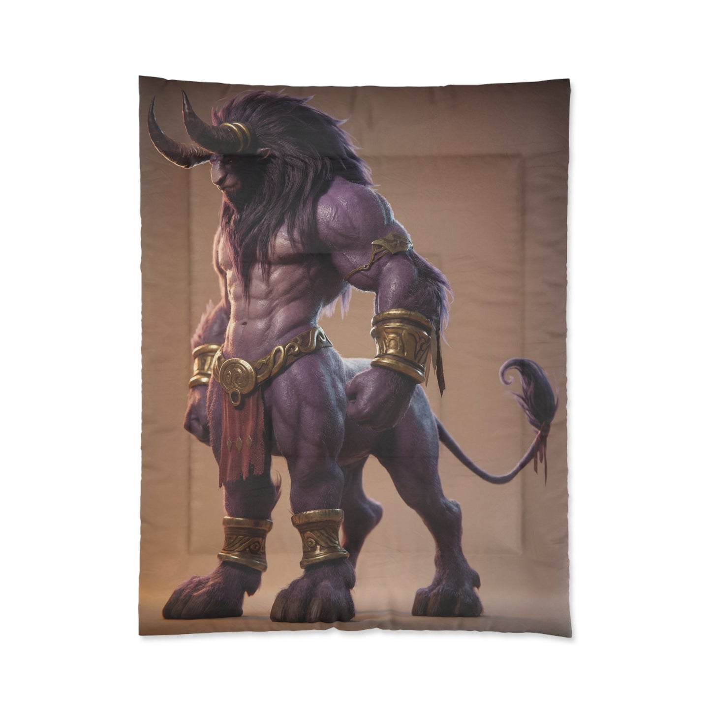 Purple Bull Sentinel Comforter – Ancient Warrior’s Quiet Vigil